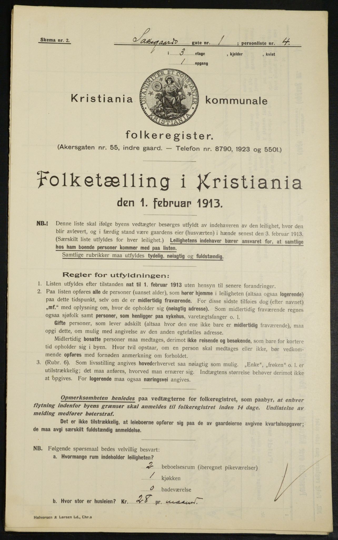 OBA, Municipal Census 1913 for Kristiania, 1913, p. 89293