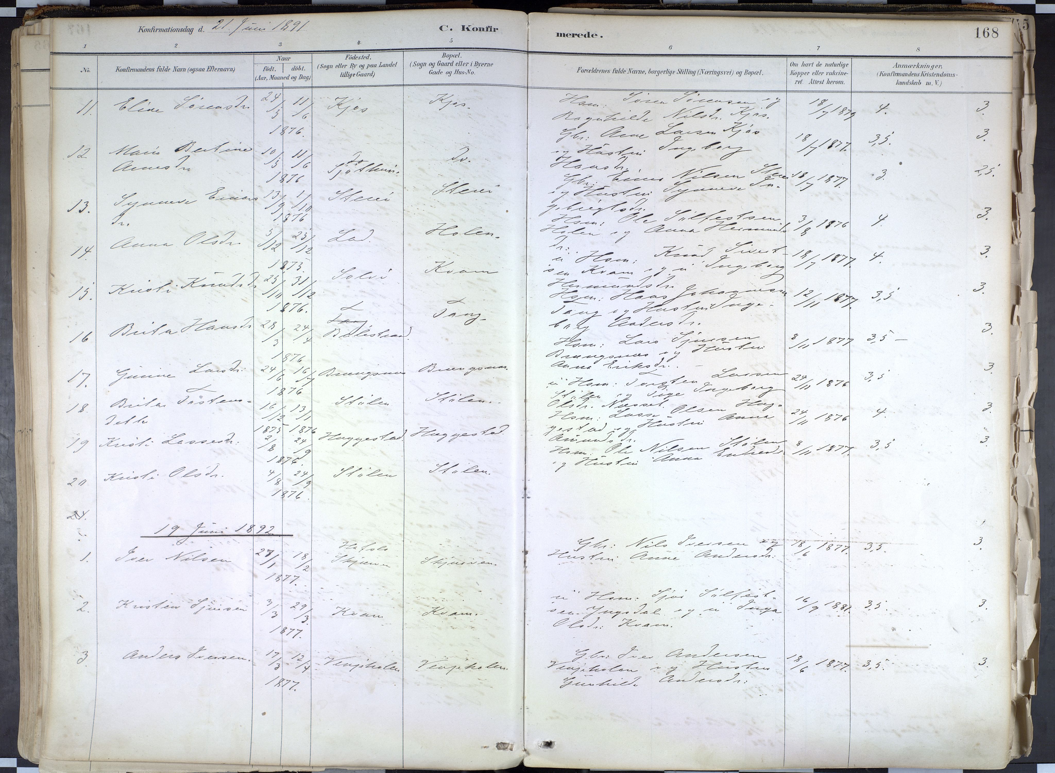 Hafslo sokneprestembete, SAB/A-80301/H/Haa/Haab/L0001: Parish register (official) no. B 1, 1886-1945, p. 168