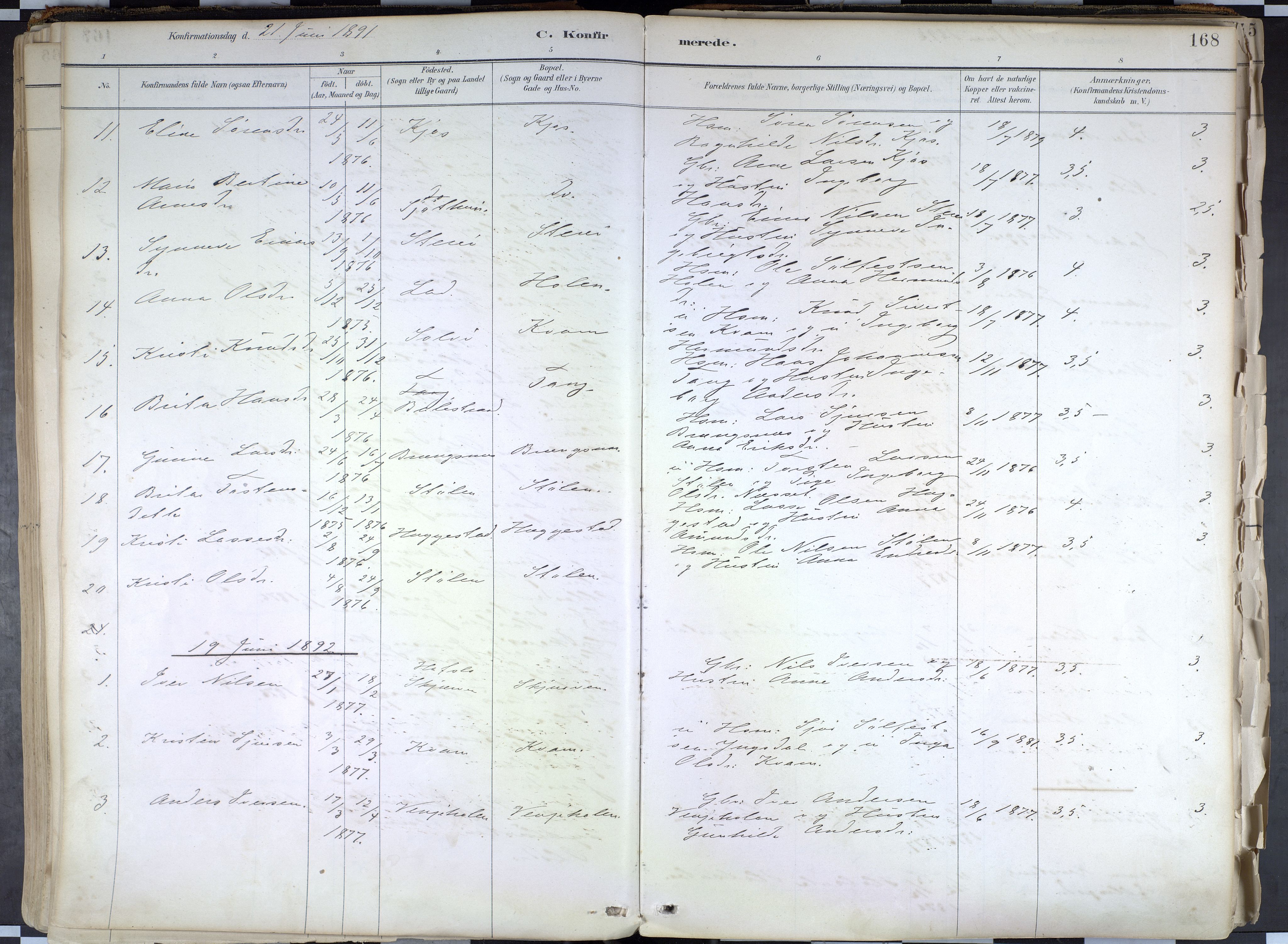 Hafslo sokneprestembete, AV/SAB-A-80301/H/Haa/Haab/L0001: Parish register (official) no. B 1, 1886-1945, p. 168