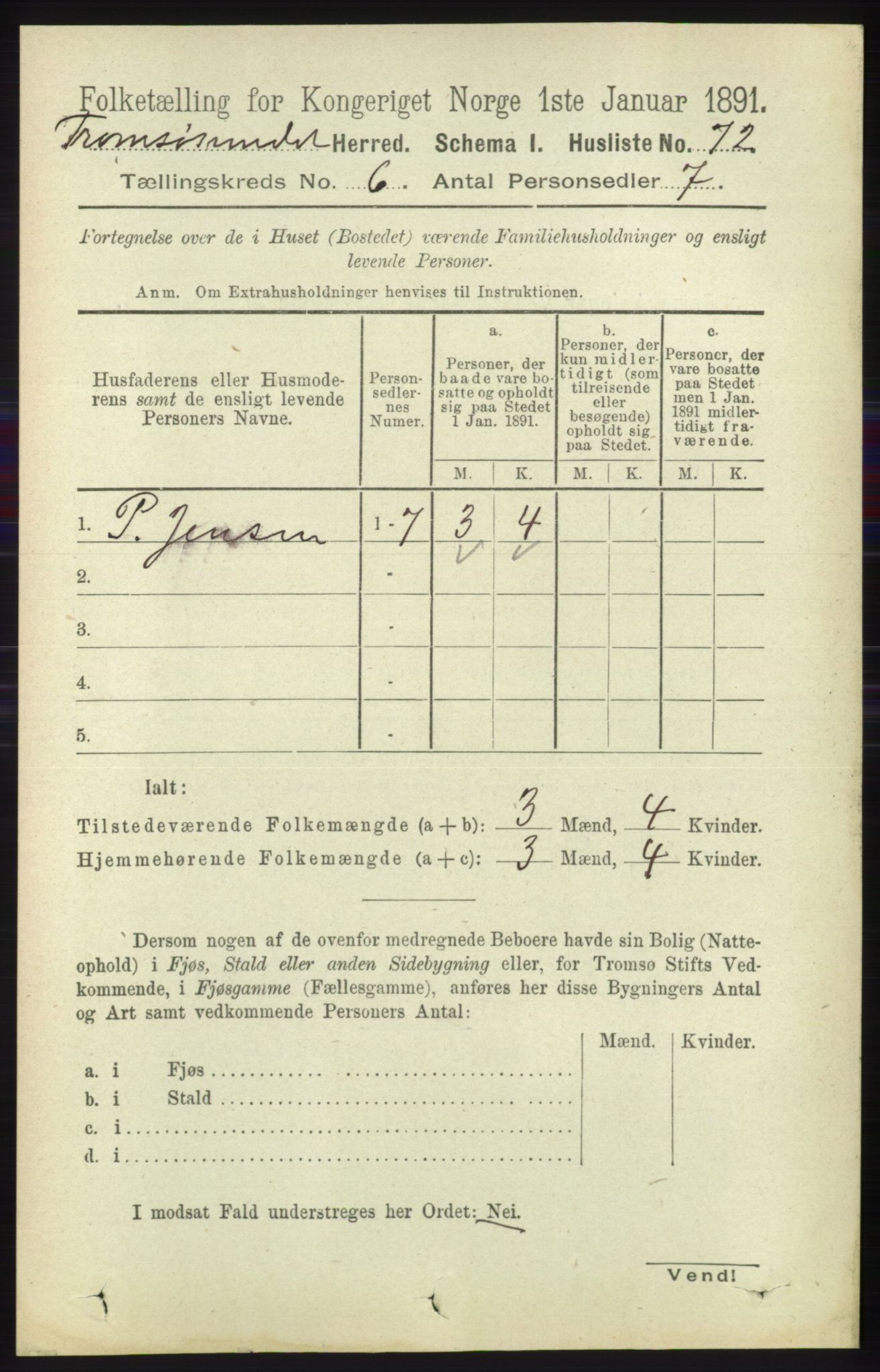 RA, 1891 census for 1934 Tromsøysund, 1891, p. 2987