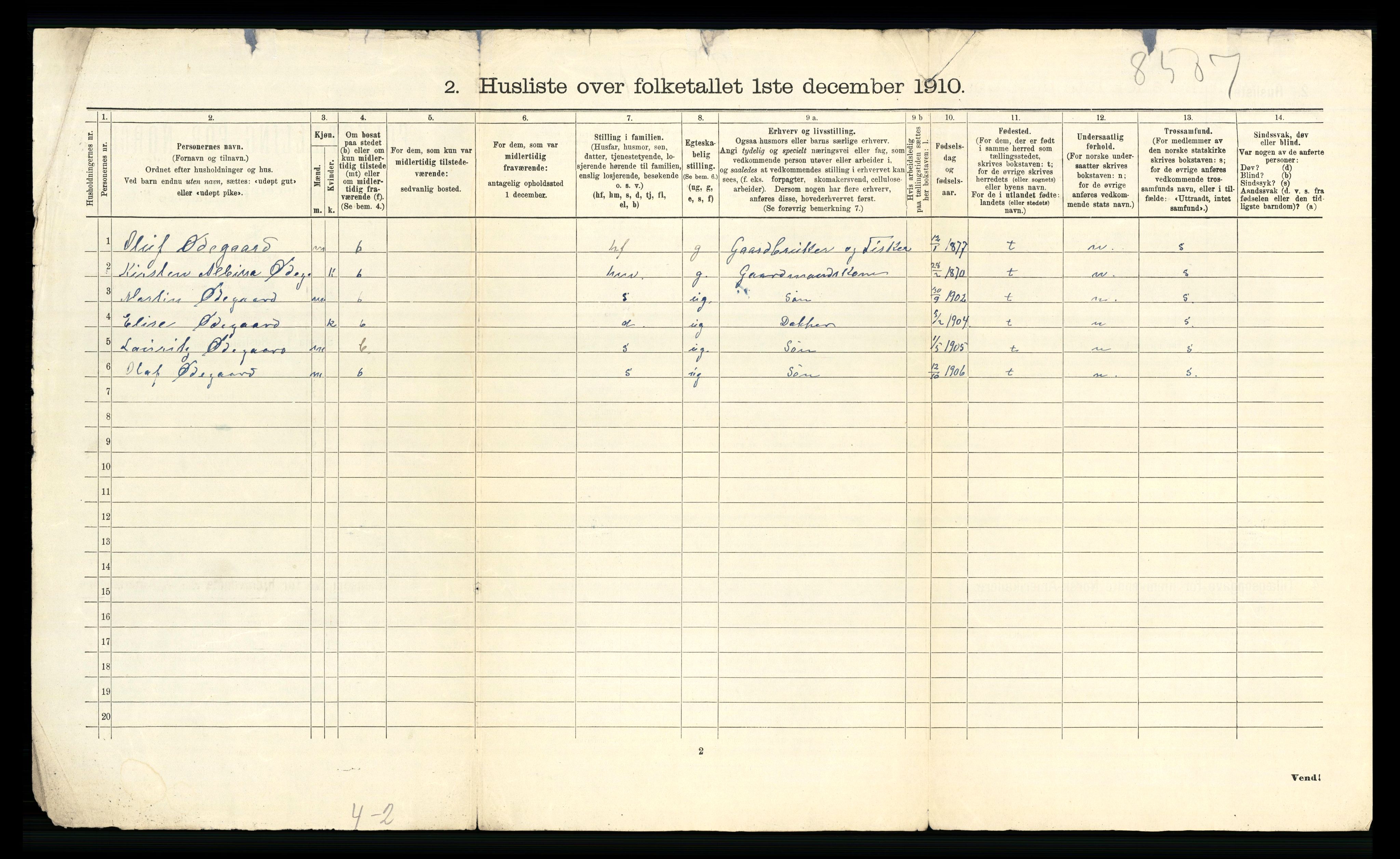 RA, 1910 census for Hadsel, 1910, p. 1340