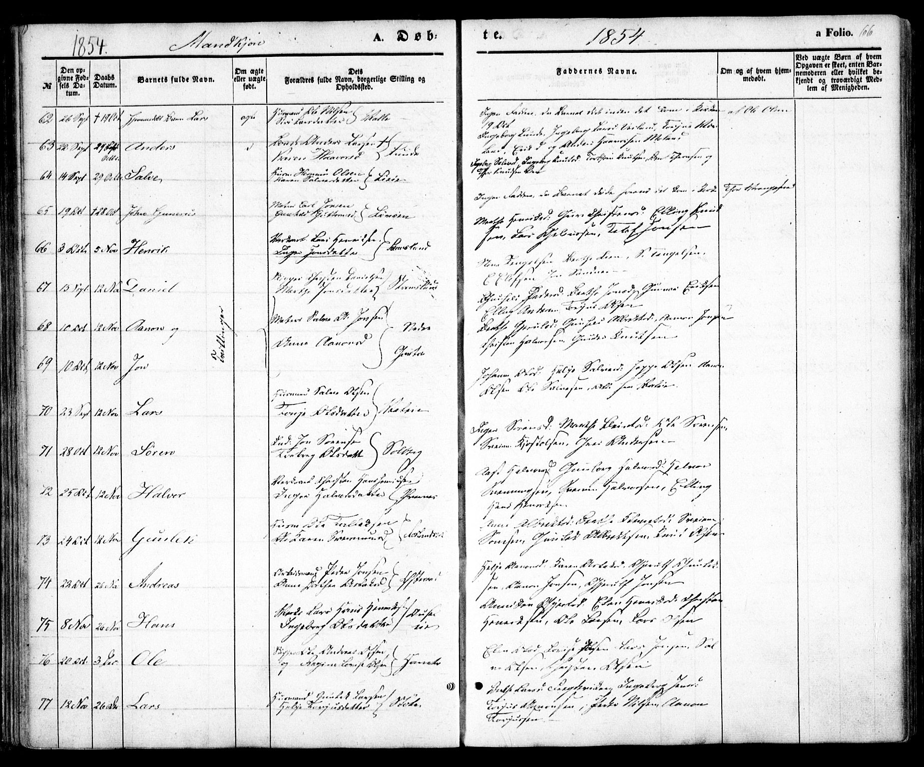 Holt sokneprestkontor, AV/SAK-1111-0021/F/Fa/L0008: Parish register (official) no. A 8, 1849-1860, p. 66