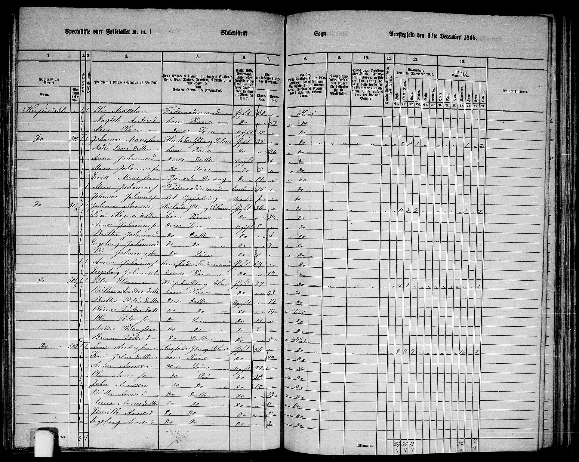 RA, 1865 census for Haus, 1865, p. 198