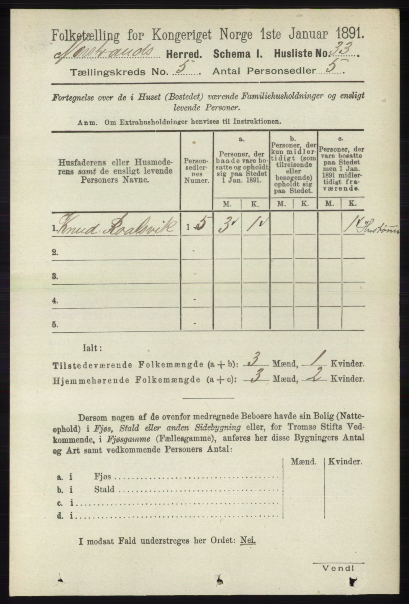 RA, 1891 census for 1139 Nedstrand, 1891, p. 795