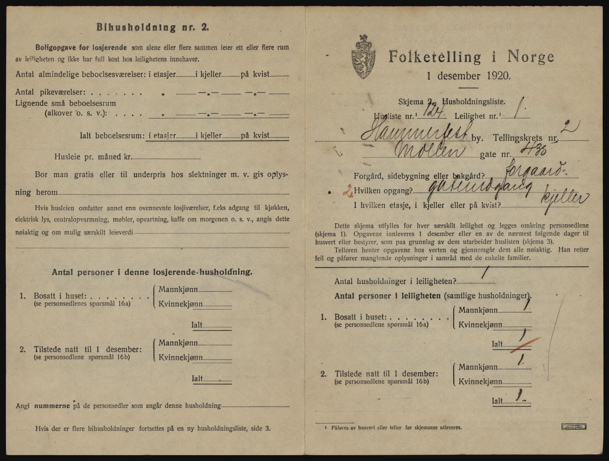 SATØ, 1920 census for Hammerfest, 1920, p. 2274
