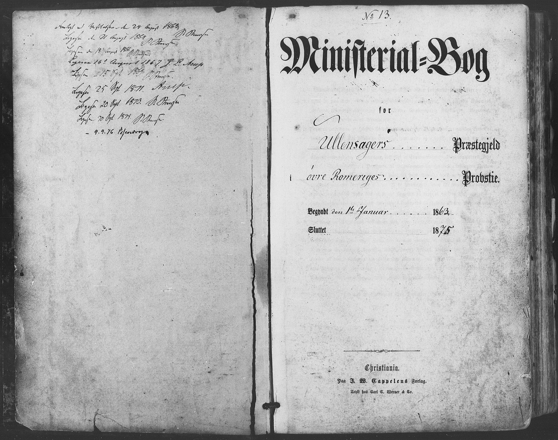 Ullensaker prestekontor Kirkebøker, AV/SAO-A-10236a/F/Fa/L0016: Parish register (official) no. I 16, 1863-1875