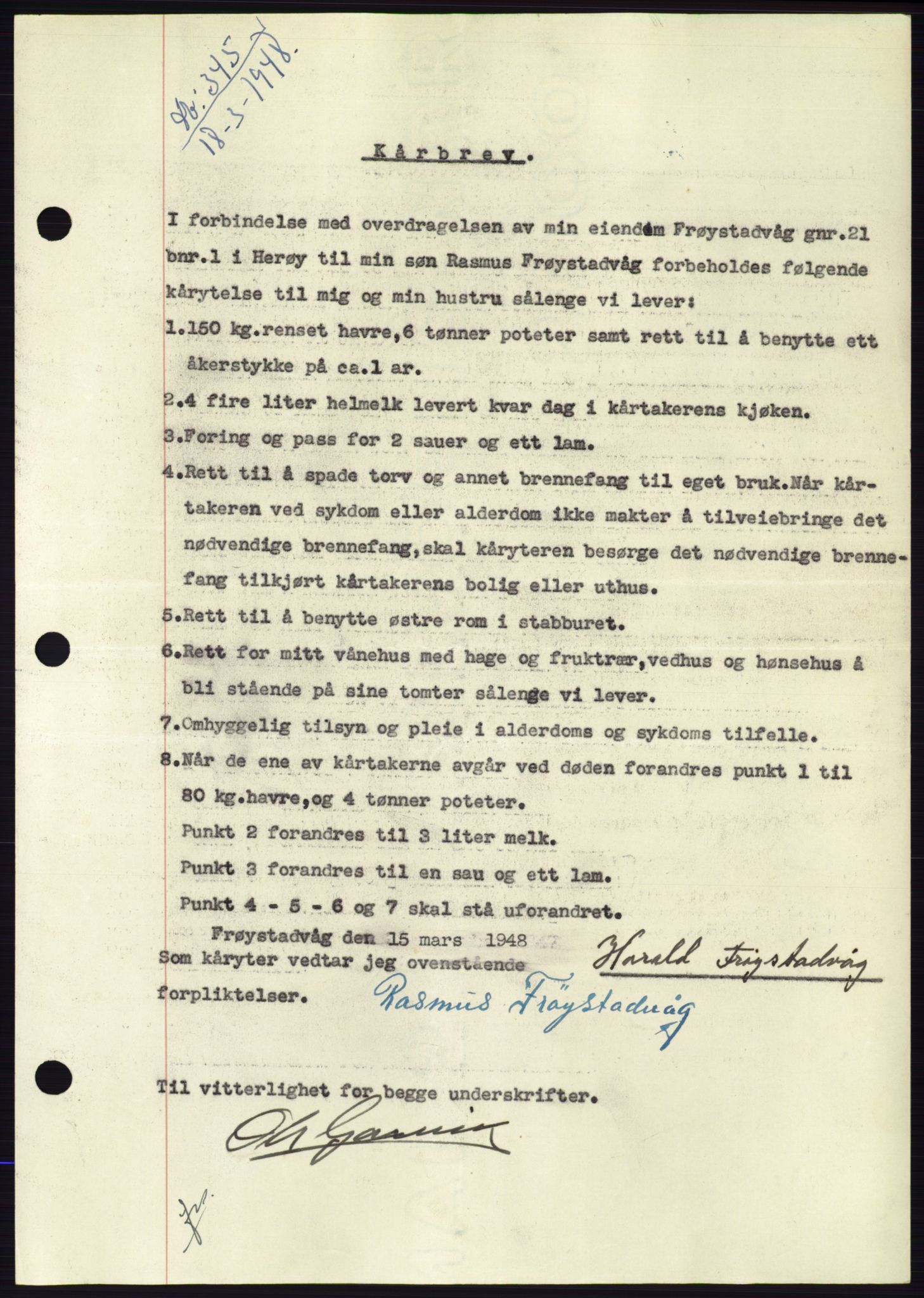 Søre Sunnmøre sorenskriveri, AV/SAT-A-4122/1/2/2C/L0115: Mortgage book no. 3B, 1947-1948, Diary no: : 345/1948