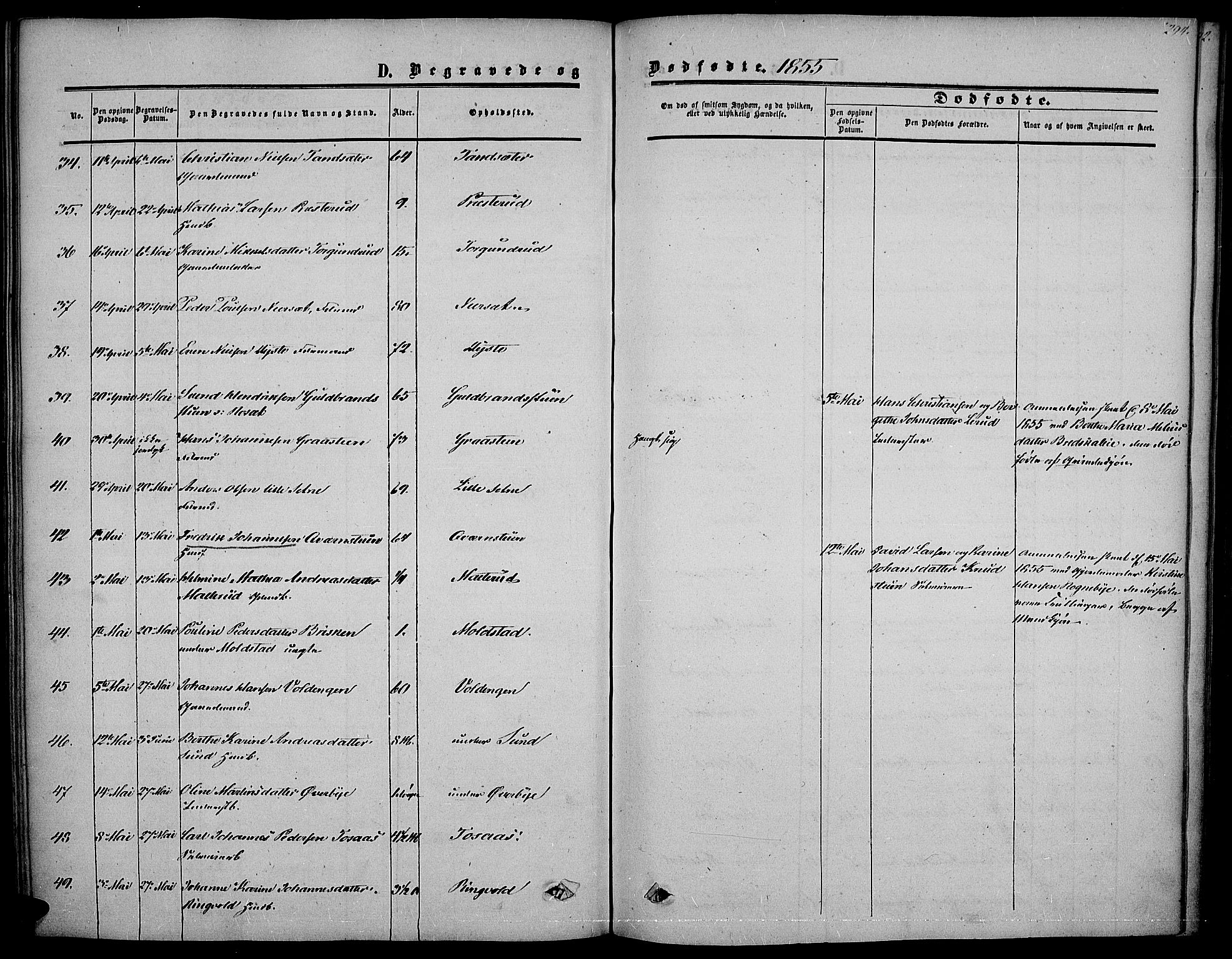 Vestre Toten prestekontor, AV/SAH-PREST-108/H/Ha/Haa/L0005: Parish register (official) no. 5, 1850-1855, p. 294