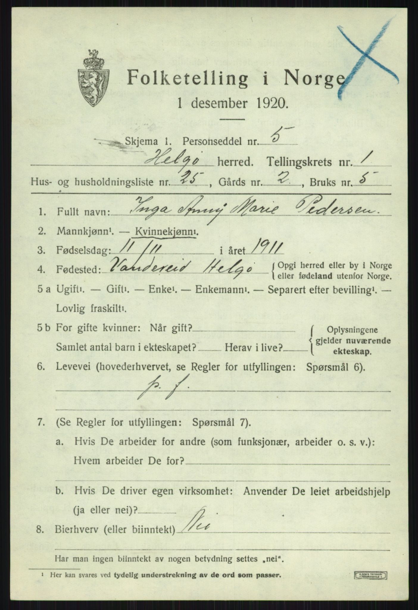 SATØ, 1920 census for Helgøy, 1920, p. 860