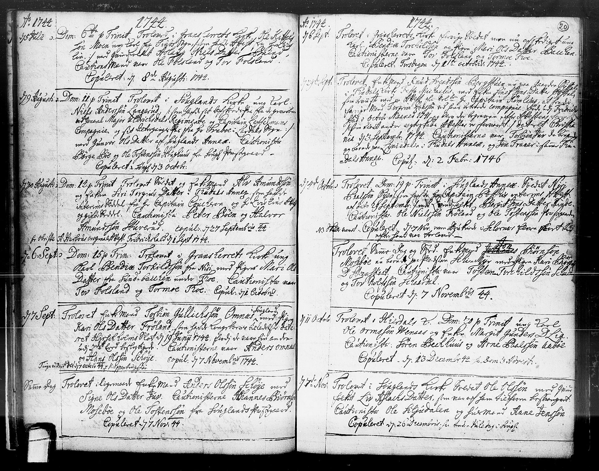 Hjartdal kirkebøker, SAKO/A-270/F/Fa/L0004: Parish register (official) no. I 4, 1727-1795, p. 20