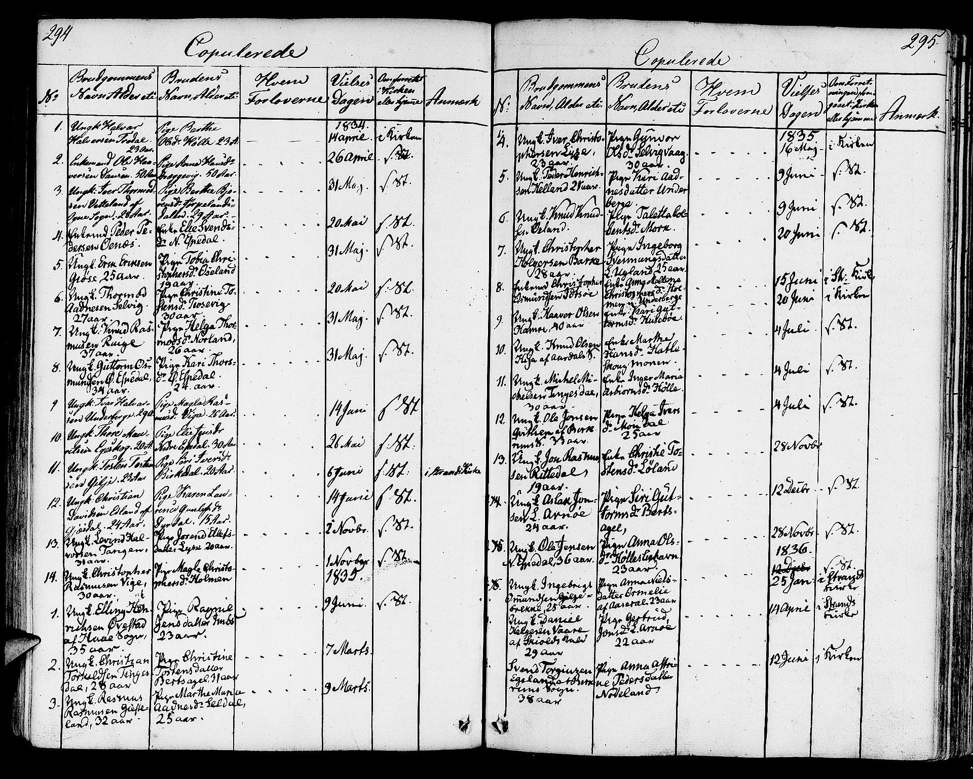 Strand sokneprestkontor, SAST/A-101828/H/Ha/Haa/L0005: Parish register (official) no. A 5, 1833-1854, p. 294-295