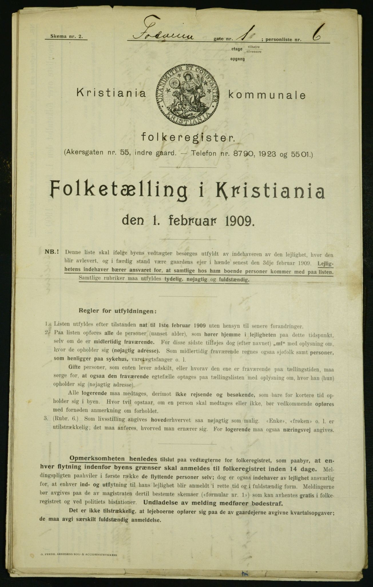 OBA, Municipal Census 1909 for Kristiania, 1909, p. 22297