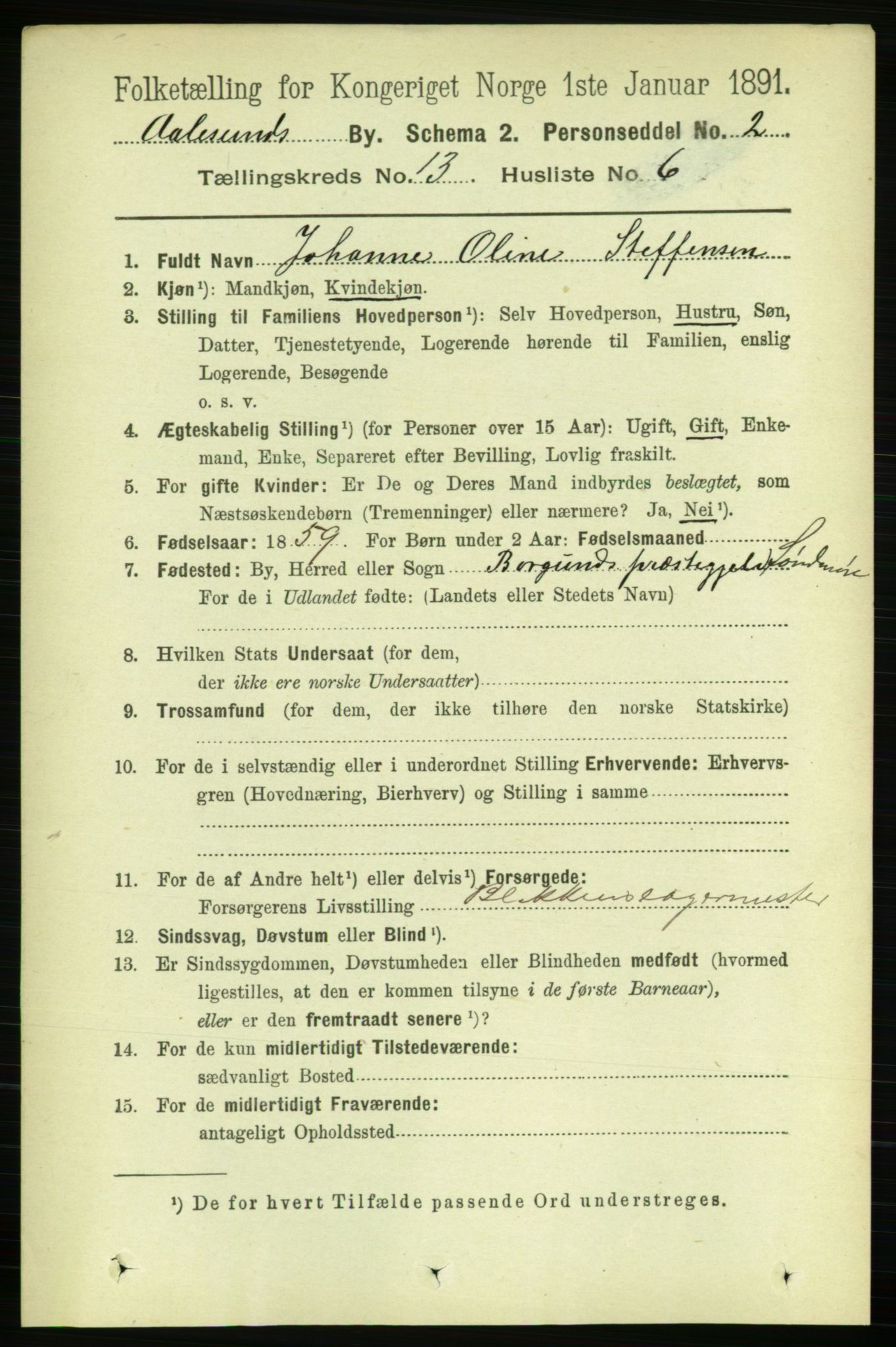 RA, 1891 census for 1501 Ålesund, 1891, p. 8057