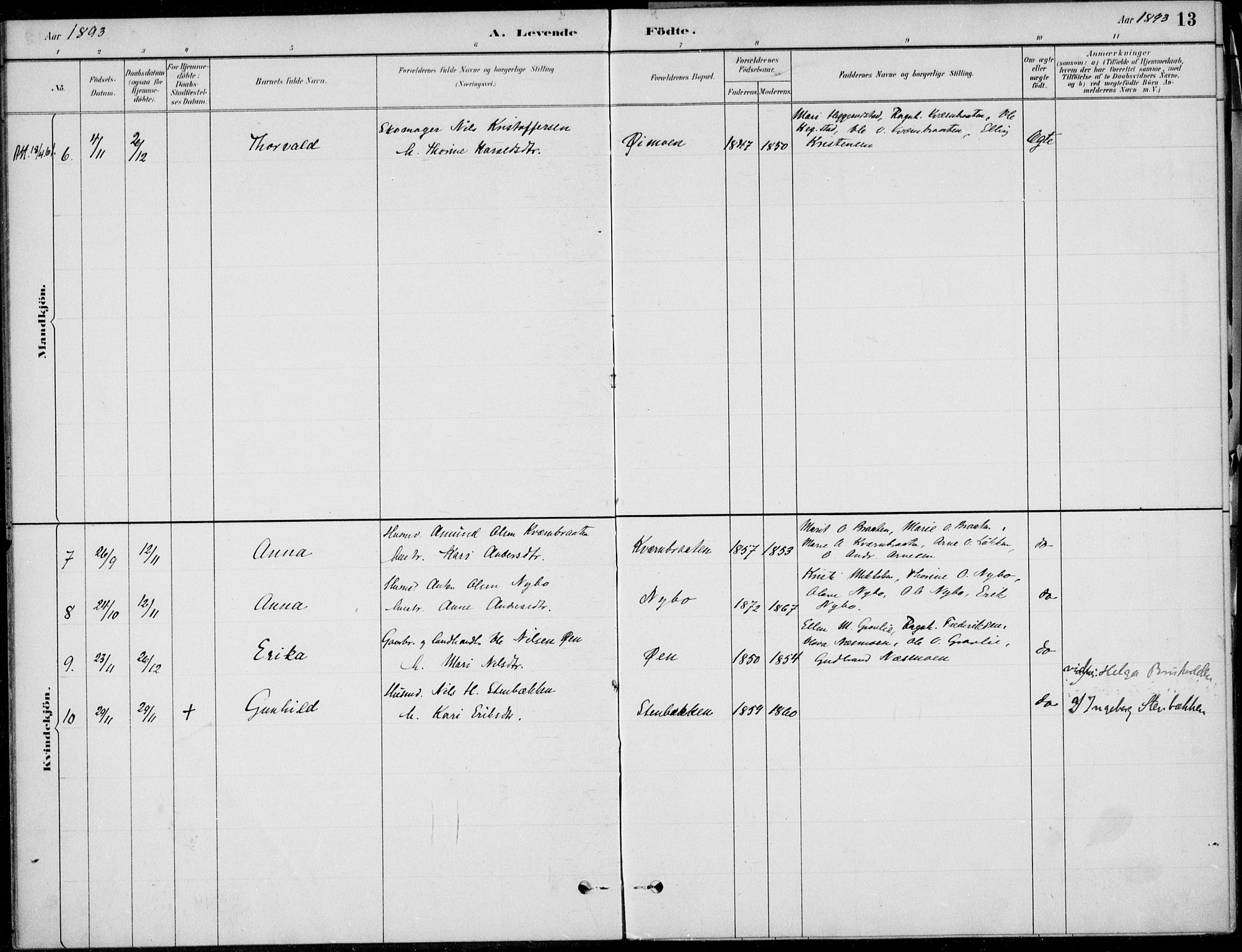 Ådal kirkebøker, AV/SAKO-A-248/F/Fa/L0004: Parish register (official) no. I 4, 1884-1904, p. 13