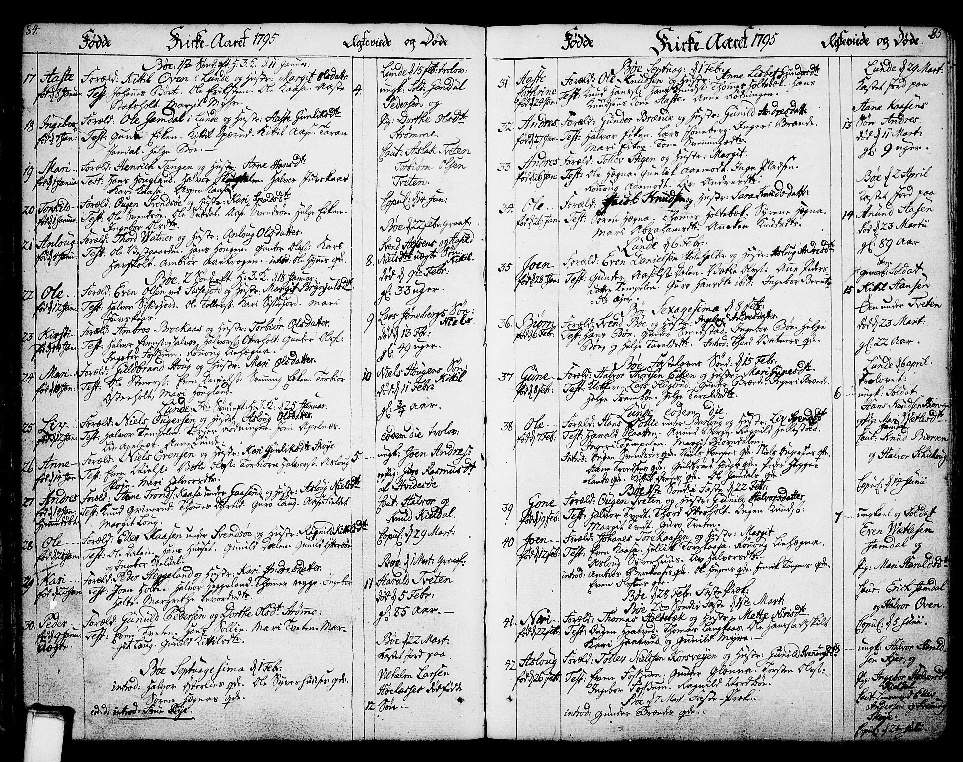 Bø kirkebøker, SAKO/A-257/F/Fa/L0005: Parish register (official) no. 5, 1785-1815, p. 84-85