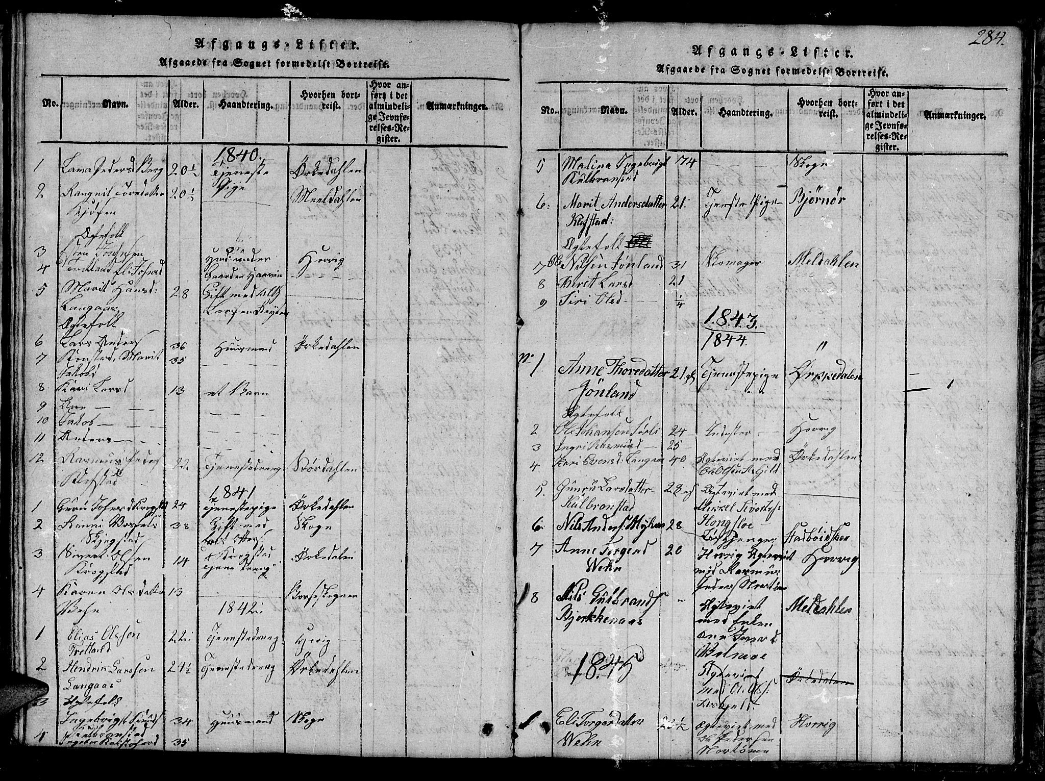 Ministerialprotokoller, klokkerbøker og fødselsregistre - Sør-Trøndelag, SAT/A-1456/694/L1130: Parish register (copy) no. 694C02, 1816-1857, p. 284