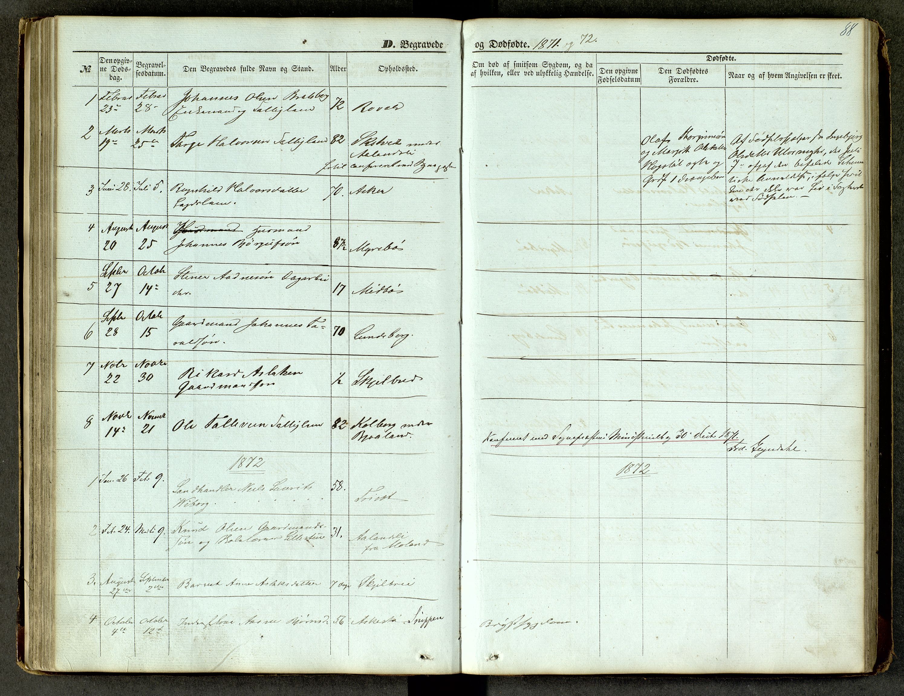 Lårdal kirkebøker, SAKO/A-284/G/Ga/L0002: Parish register (copy) no. I 2, 1861-1890, p. 88