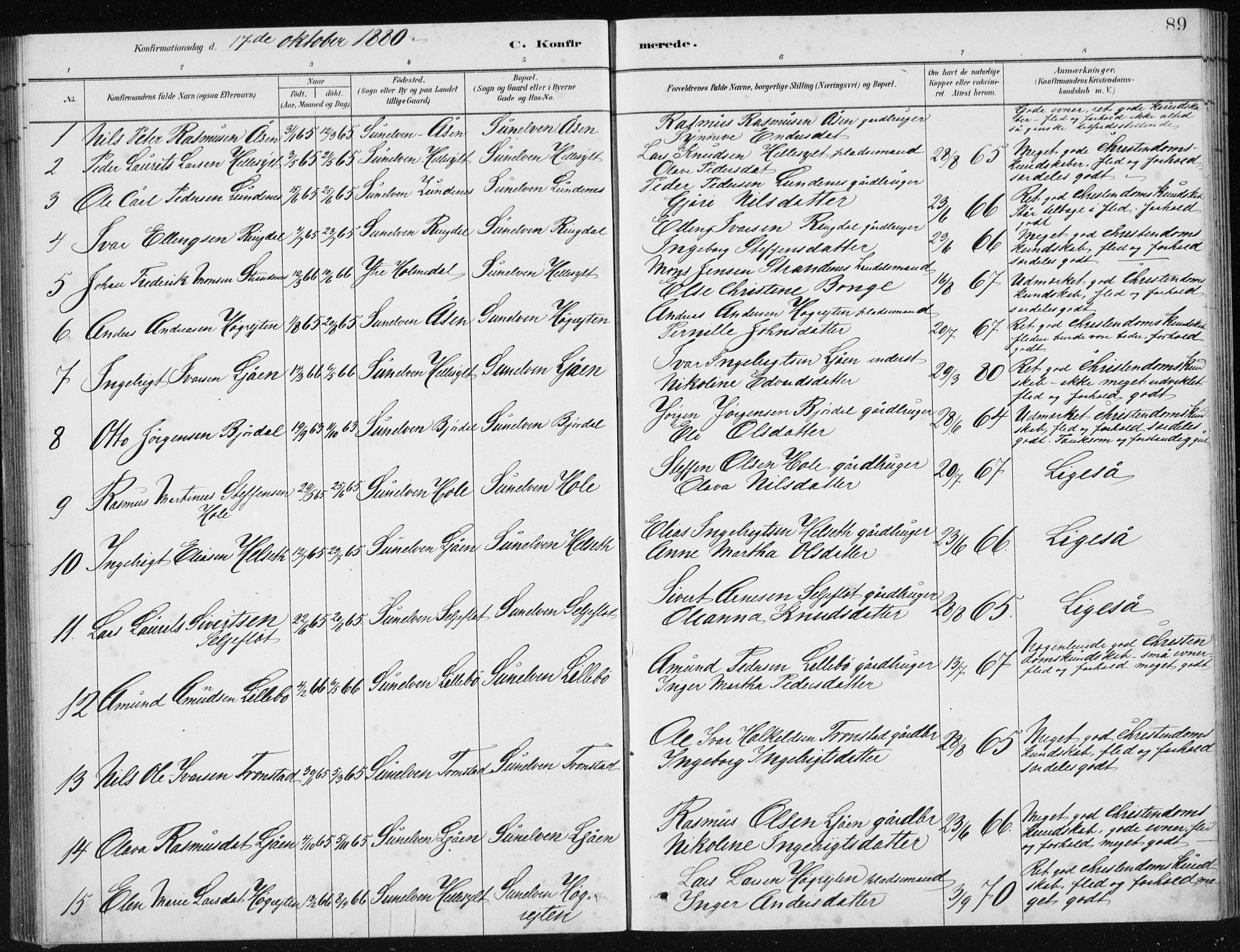 Ministerialprotokoller, klokkerbøker og fødselsregistre - Møre og Romsdal, SAT/A-1454/517/L0230: Parish register (copy) no. 517C03, 1879-1912, p. 89