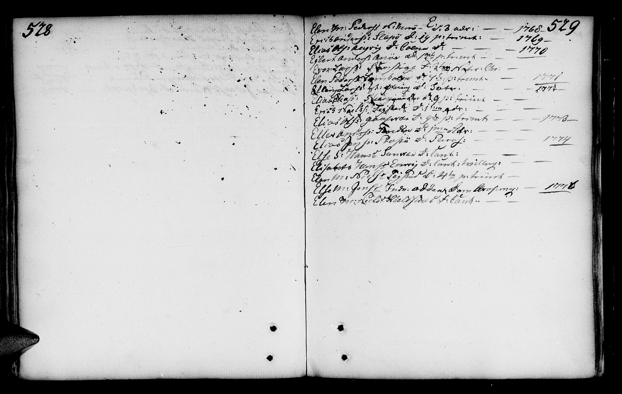 Ministerialprotokoller, klokkerbøker og fødselsregistre - Nordland, AV/SAT-A-1459/817/L0260: Parish register (official) no. 817A02 /2, 1768-1776, p. 528-529