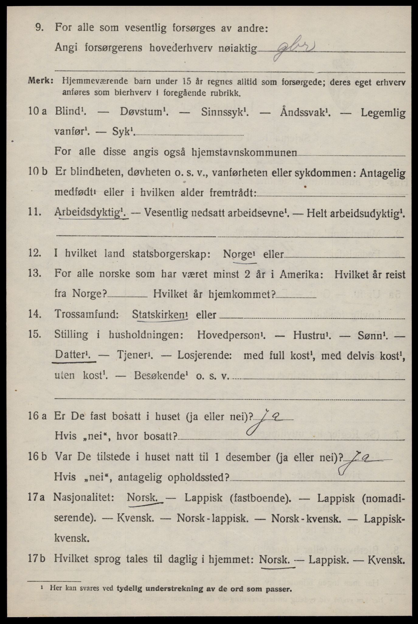 SAT, 1920 census for Ørland, 1920, p. 7850