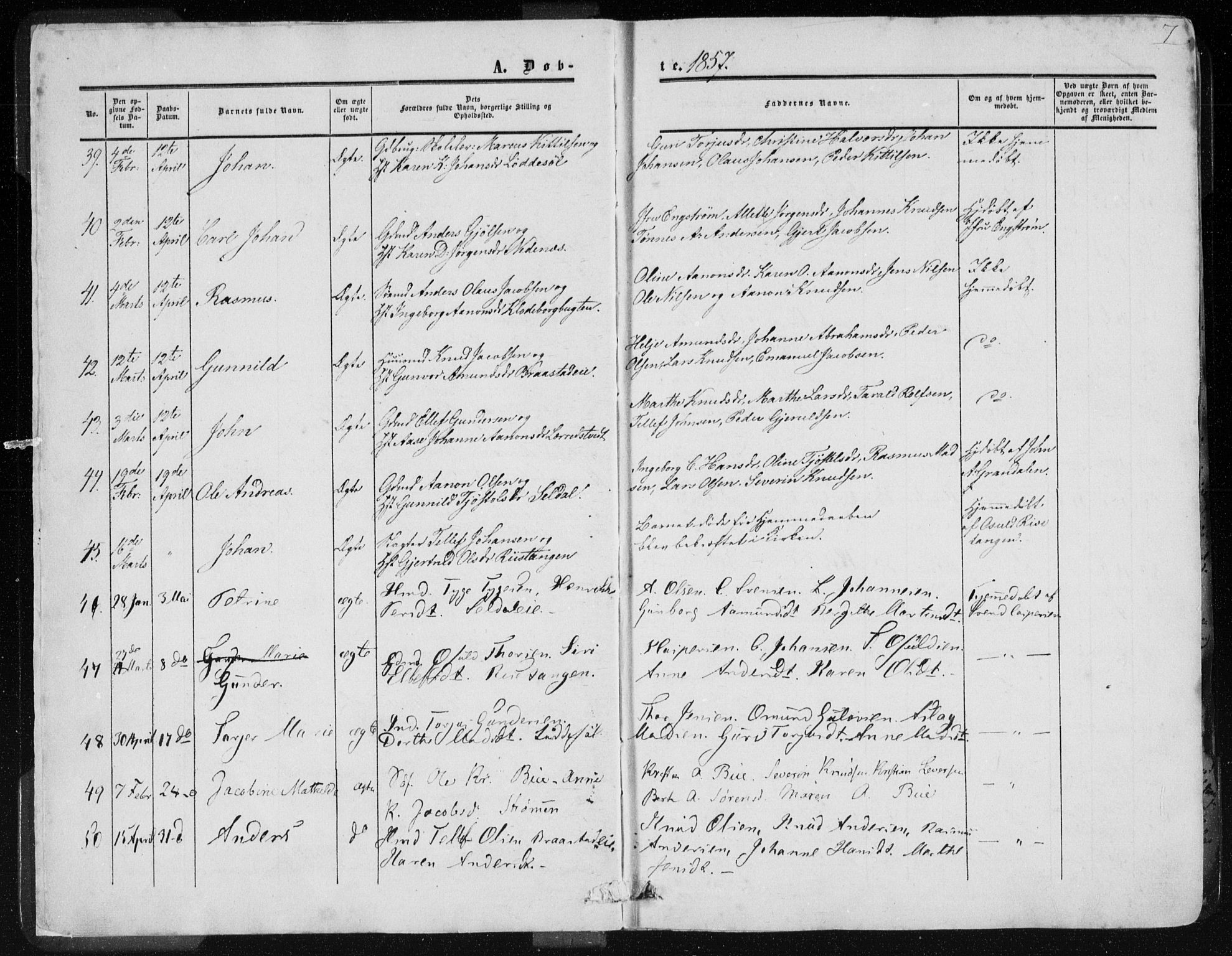 Øyestad sokneprestkontor, SAK/1111-0049/F/Fa/L0015: Parish register (official) no. A 15, 1857-1873, p. 7