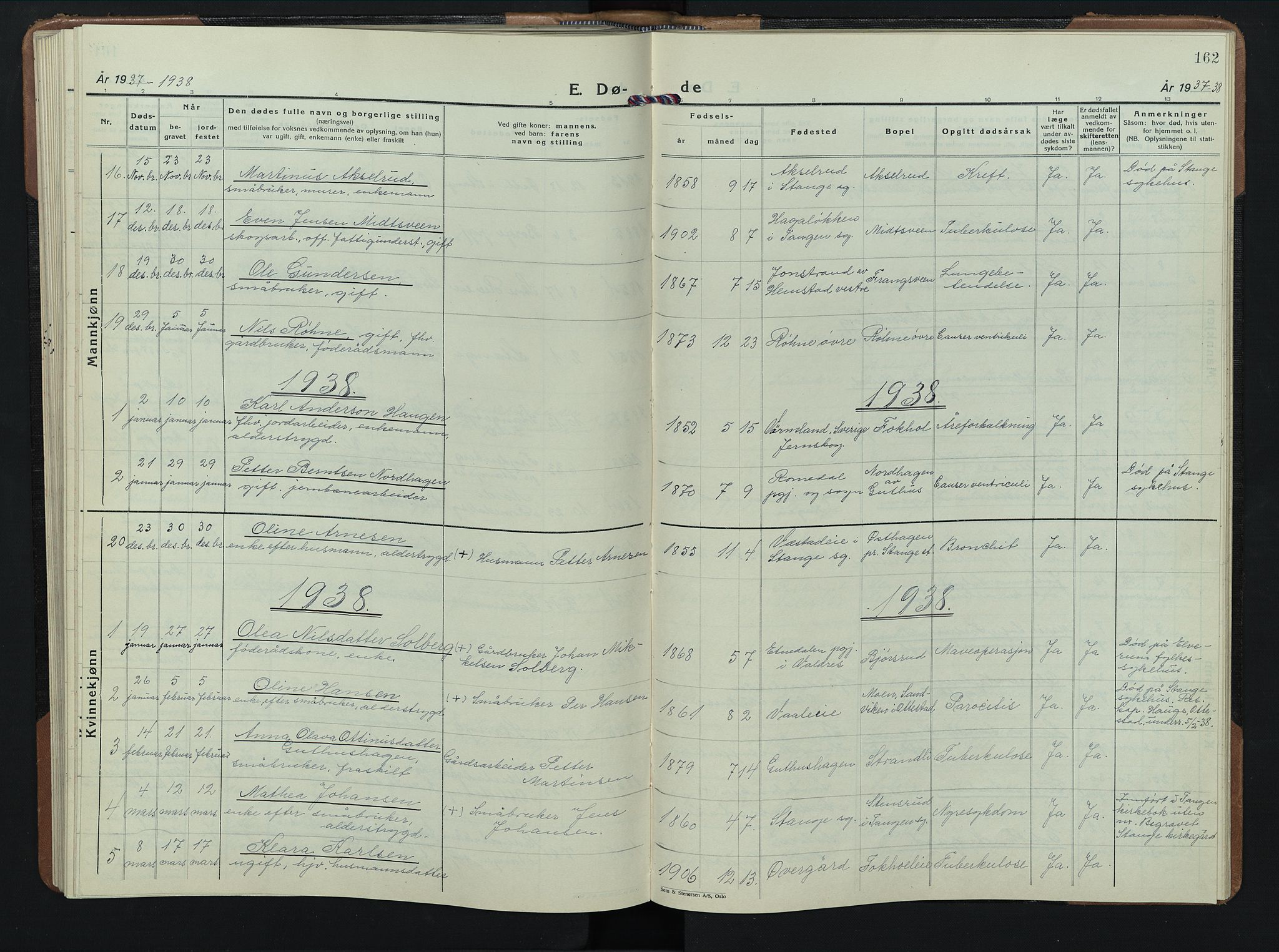 Stange prestekontor, AV/SAH-PREST-002/L/L0020: Parish register (copy) no. 20, 1936-1947, p. 162