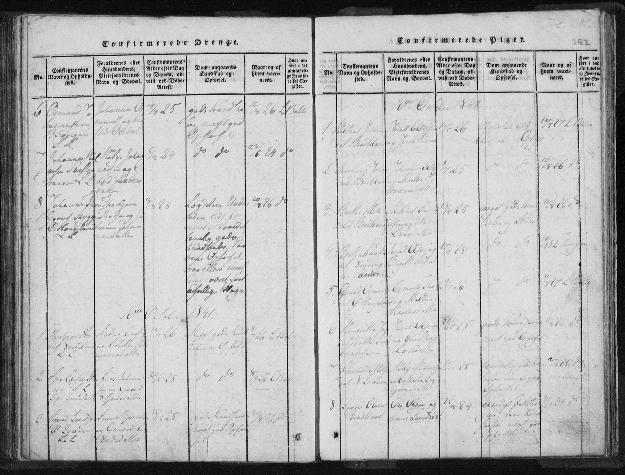 Vikedal sokneprestkontor, AV/SAST-A-101840/01/IV: Parish register (official) no. A 5, 1817-1850, p. 252