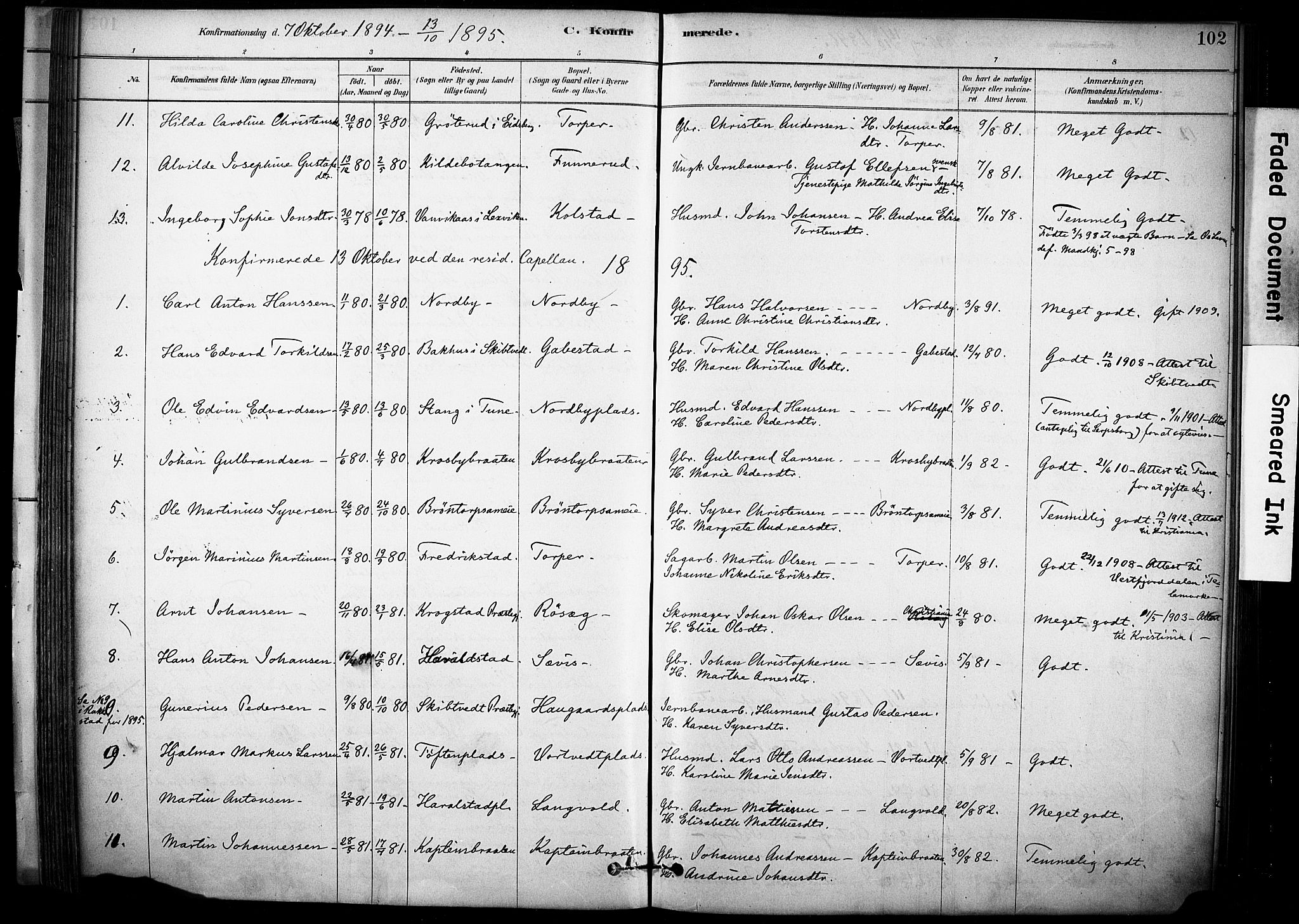 Rakkestad prestekontor Kirkebøker, SAO/A-2008/F/Fc/L0001: Parish register (official) no. III 1, 1878-1905, p. 102