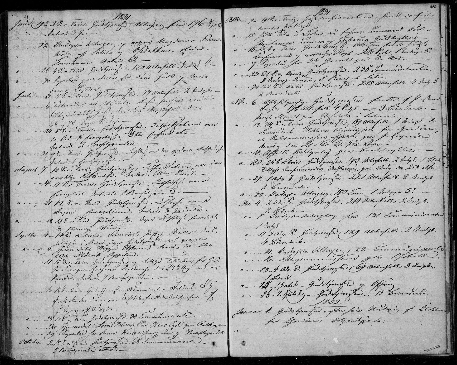 Gjerpen kirkebøker, SAKO/A-265/F/Fa/L0006: Parish register (official) no. I 6, 1829-1834, p. 313