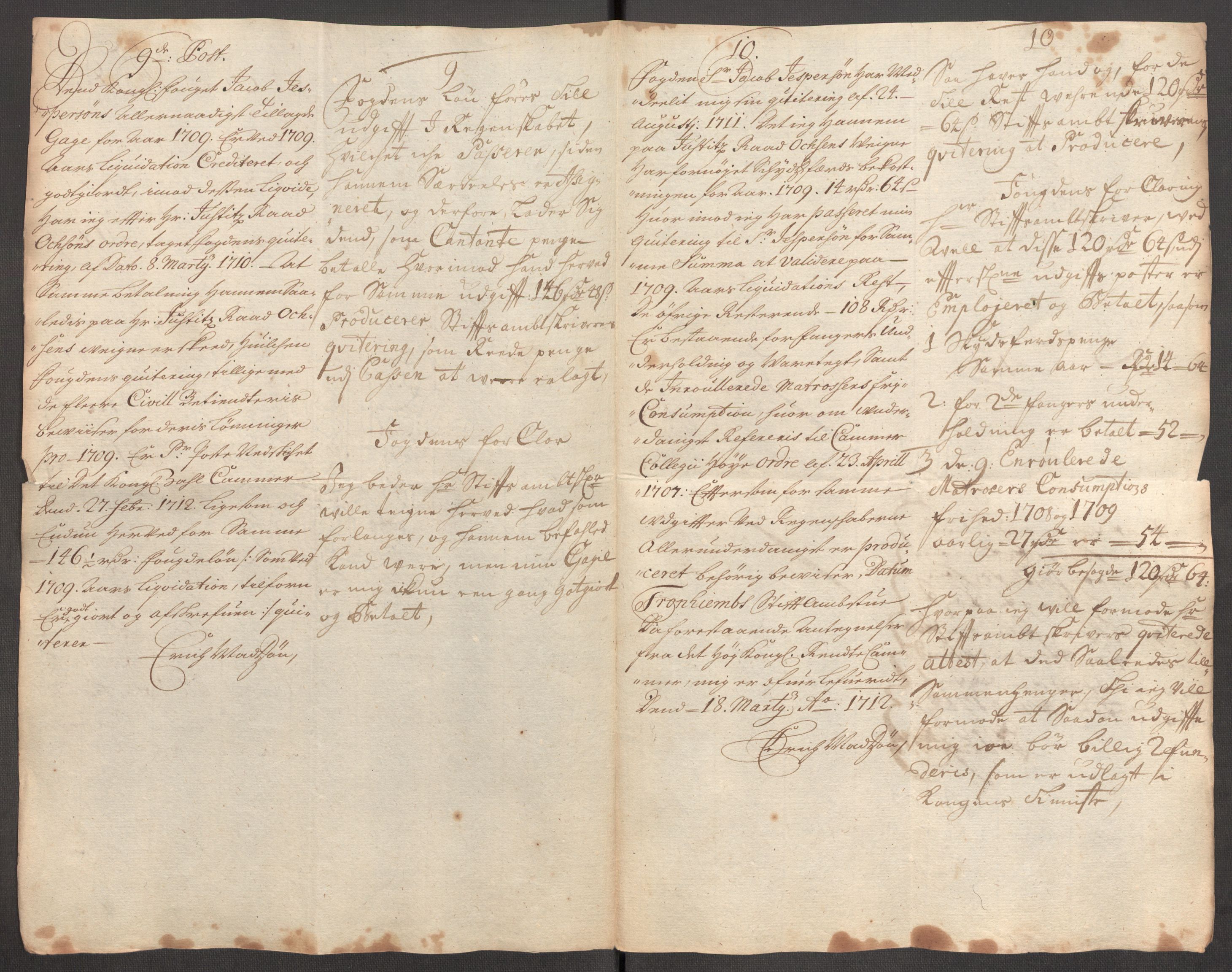 Rentekammeret inntil 1814, Reviderte regnskaper, Fogderegnskap, AV/RA-EA-4092/R64/L4431: Fogderegnskap Namdal, 1709-1710, p. 244