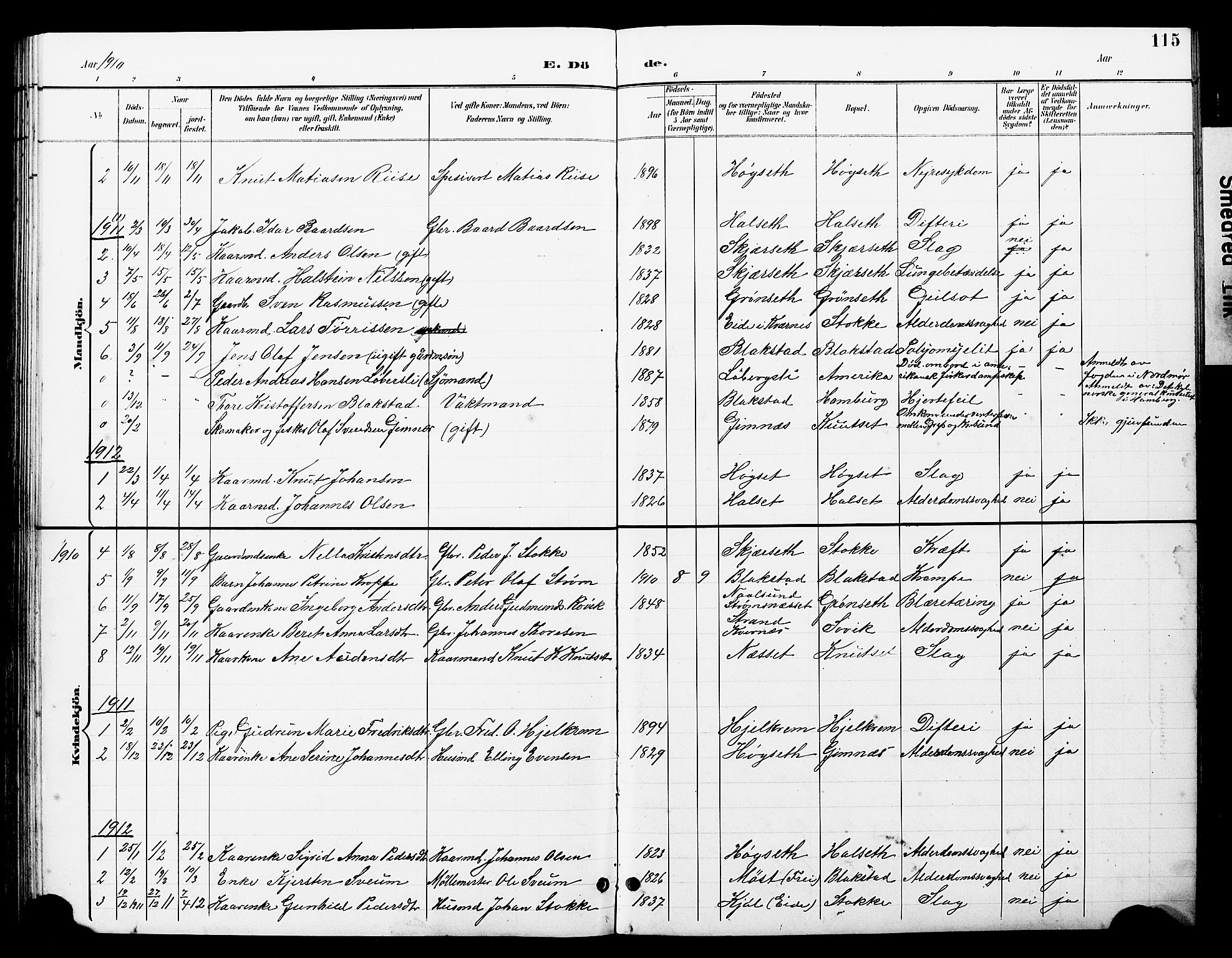 Ministerialprotokoller, klokkerbøker og fødselsregistre - Møre og Romsdal, SAT/A-1454/585/L0973: Parish register (copy) no. 585C01, 1893-1930, p. 115