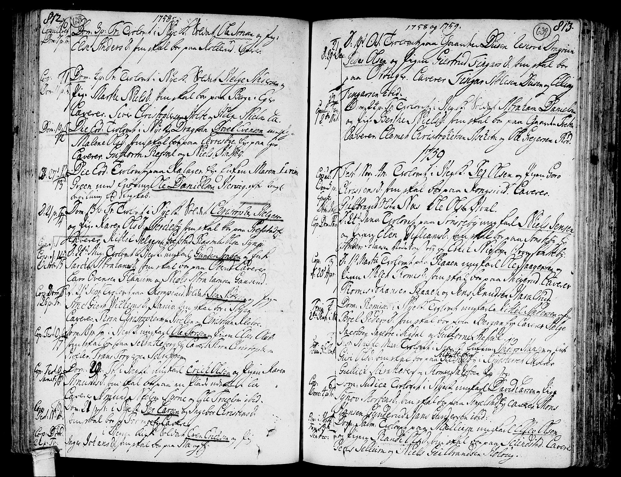 Modum kirkebøker, AV/SAKO-A-234/F/Fa/L0002: Parish register (official) no. 2, 1741-1782, p. 638-639