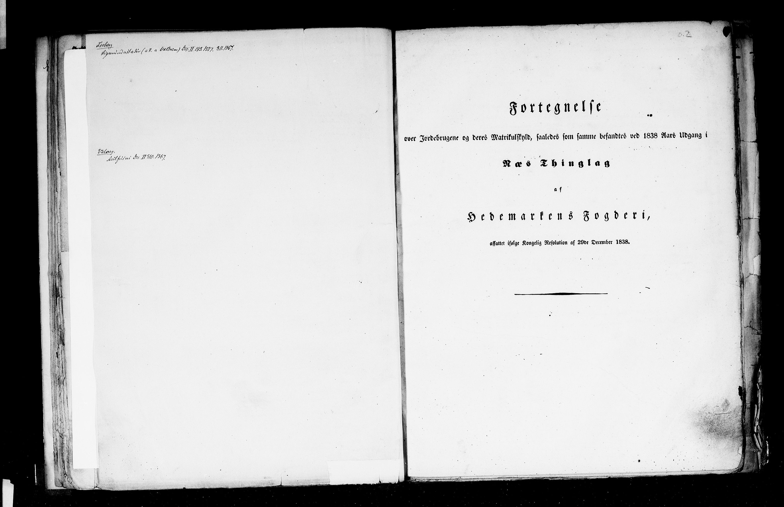Rygh, RA/PA-0034/F/Fb/L0003: Matrikkelen for 1838 - Hedemarken amt (Hedmark fylke), 1838