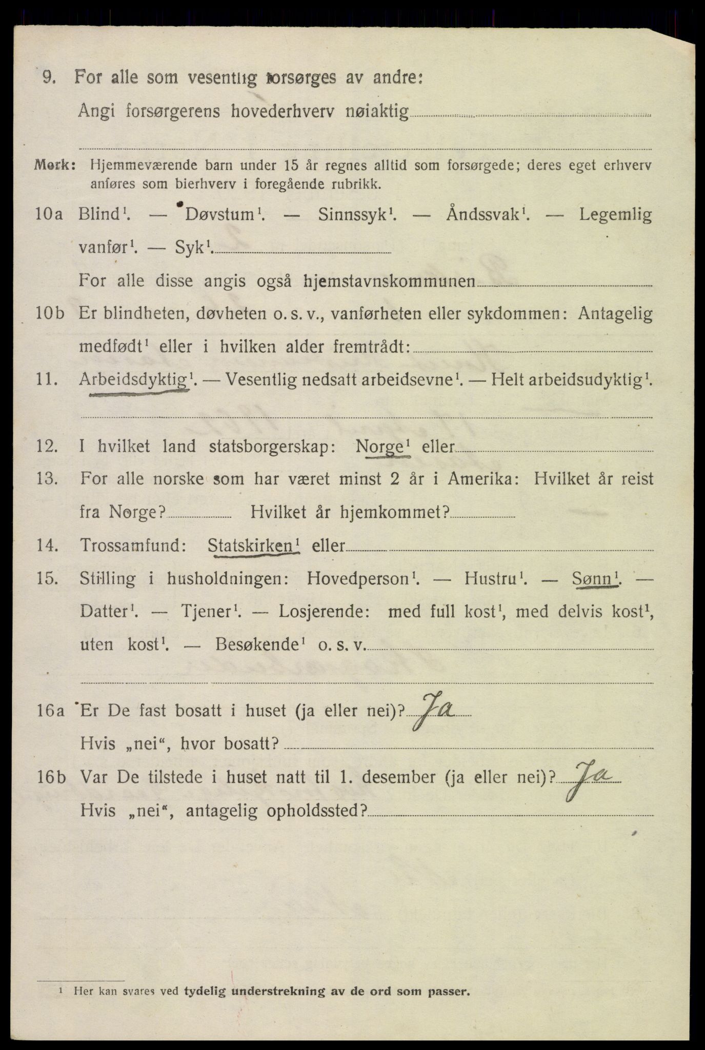 SAK, 1920 census for Birkenes, 1920, p. 4004