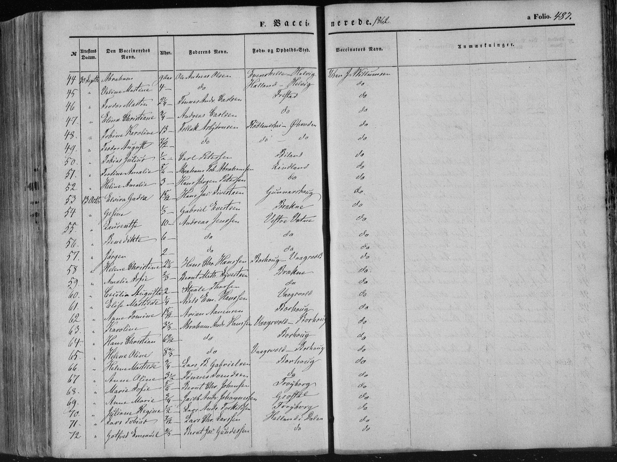 Lista sokneprestkontor, AV/SAK-1111-0027/F/Fa/L0011: Parish register (official) no. A 11, 1861-1878, p. 487