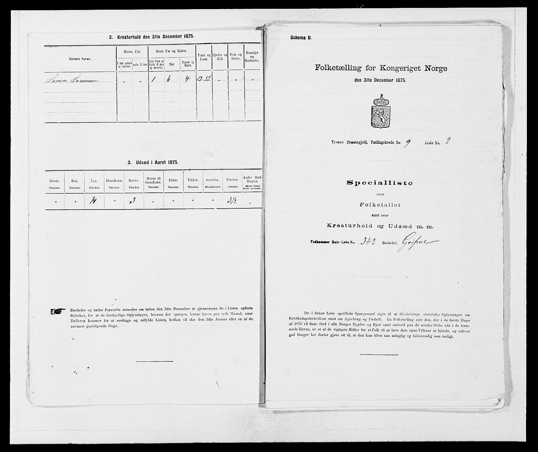 SAB, 1875 census for 1223P Tysnes, 1875, p. 1027