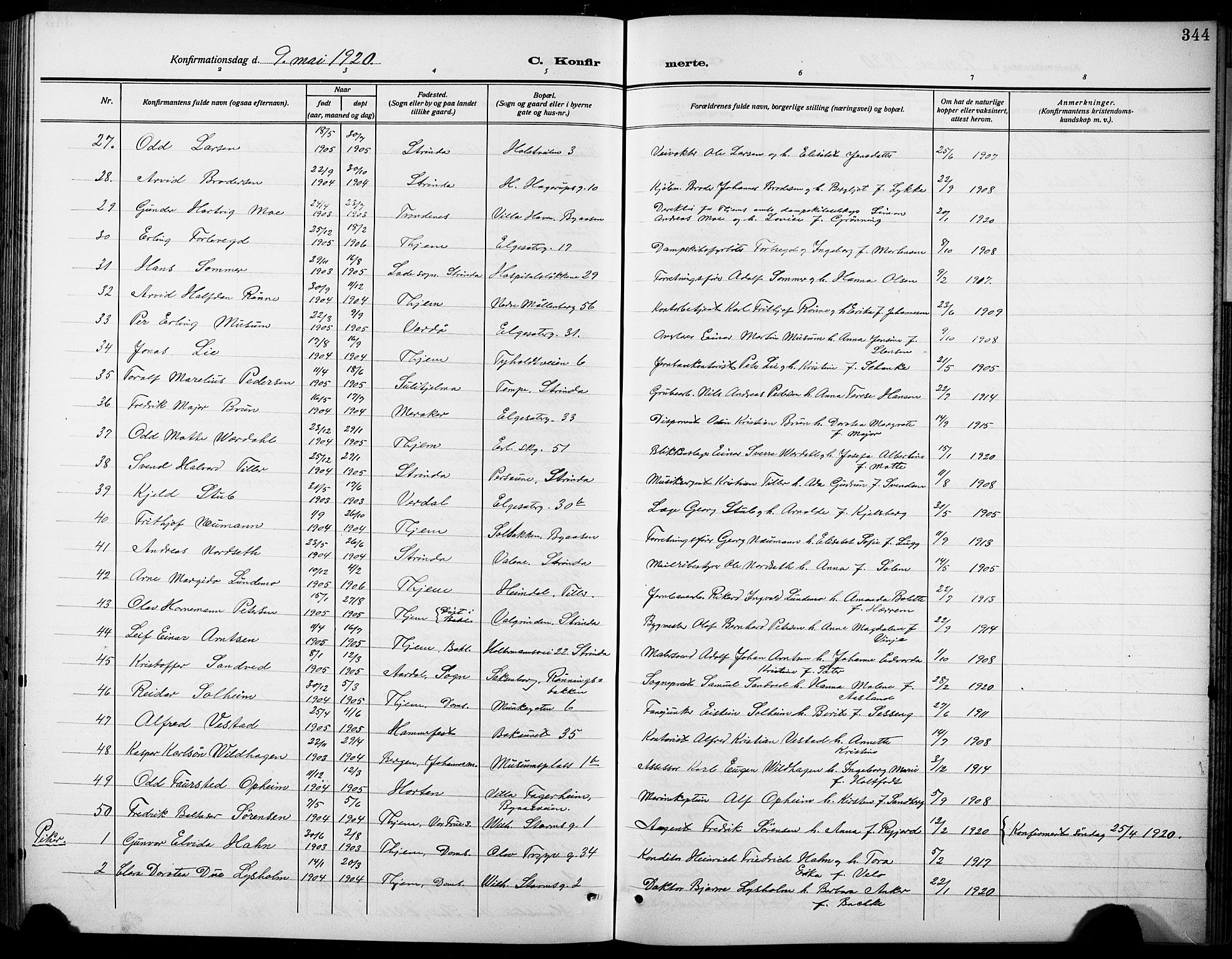 Ministerialprotokoller, klokkerbøker og fødselsregistre - Sør-Trøndelag, SAT/A-1456/601/L0096: Parish register (copy) no. 601C14, 1911-1931, p. 344