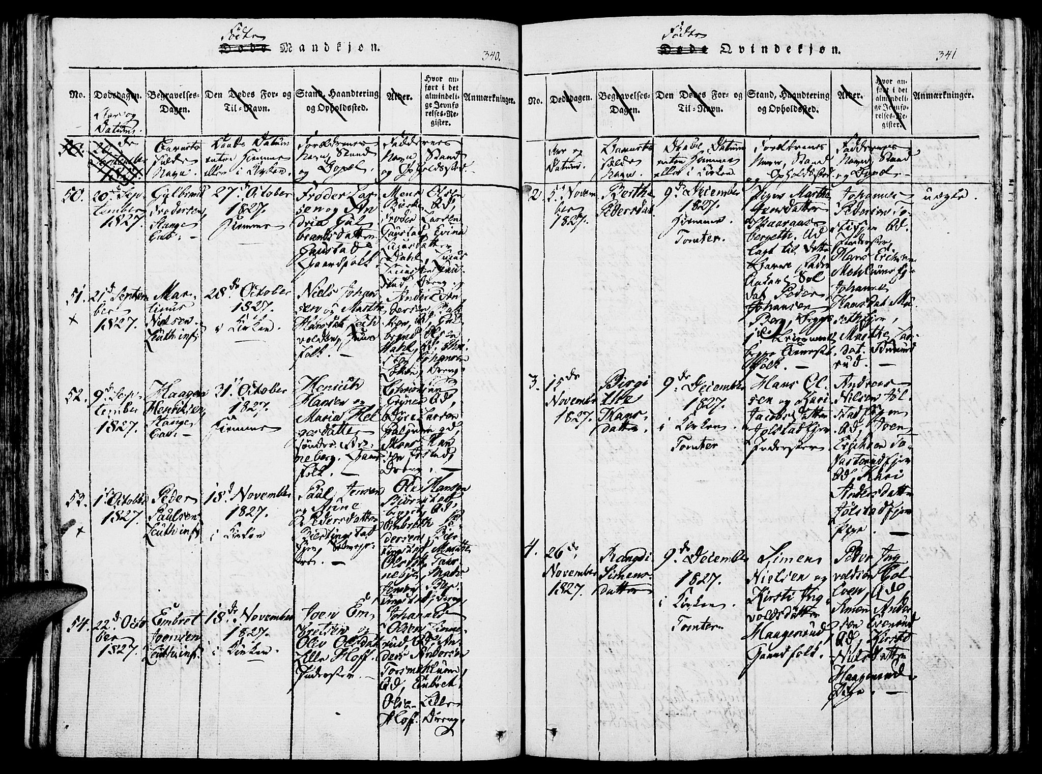 Romedal prestekontor, AV/SAH-PREST-004/K/L0002: Parish register (official) no. 2, 1814-1828, p. 340-341