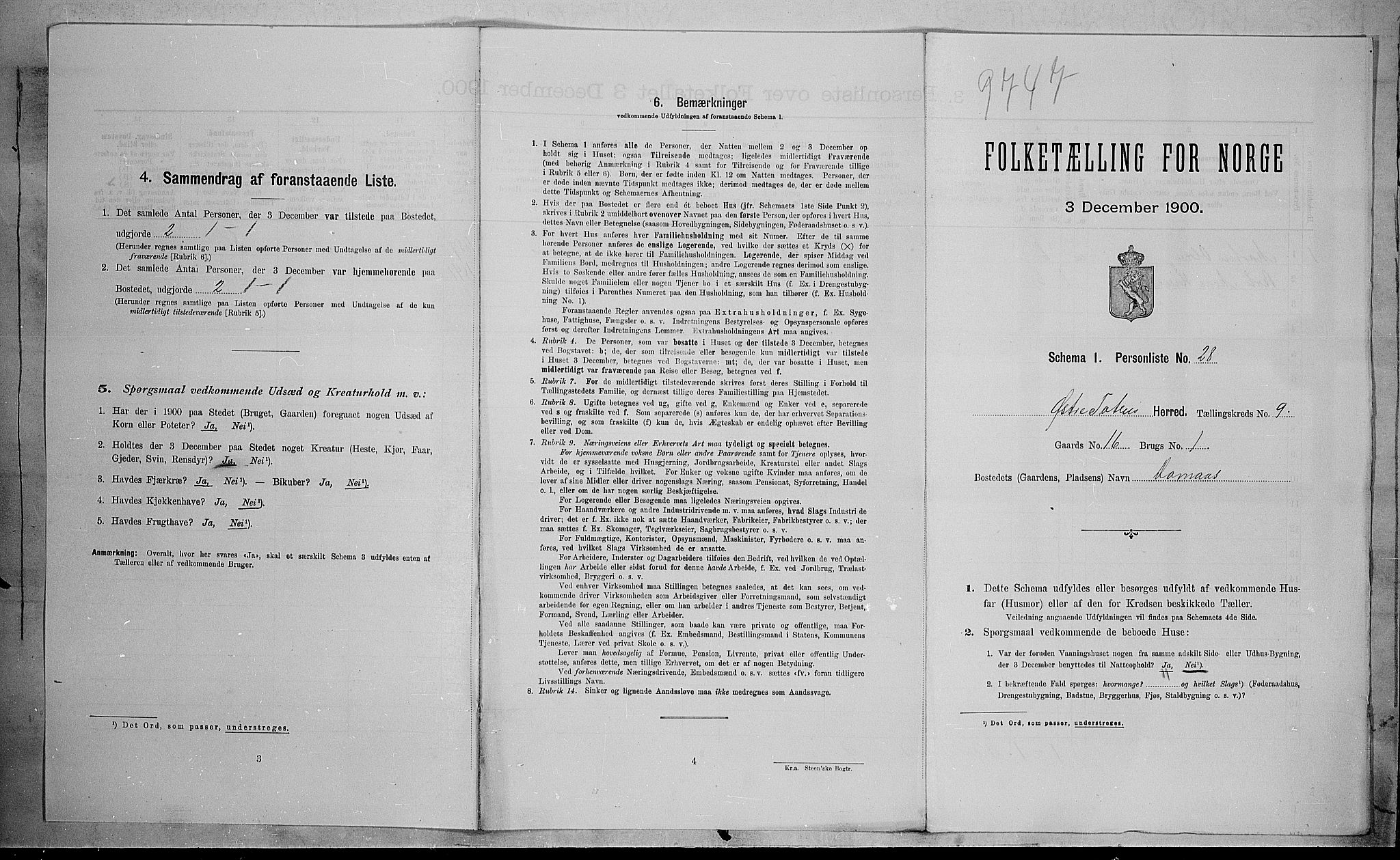 SAH, 1900 census for Østre Toten, 1900, p. 2549