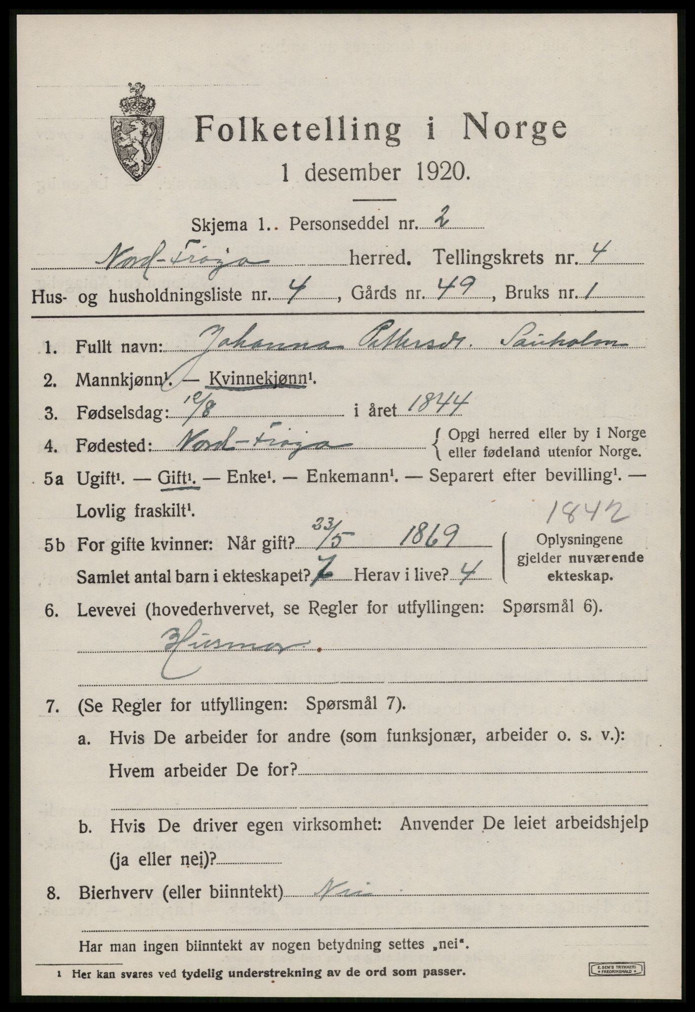 SAT, 1920 census for Nord-Frøya, 1920, p. 8167