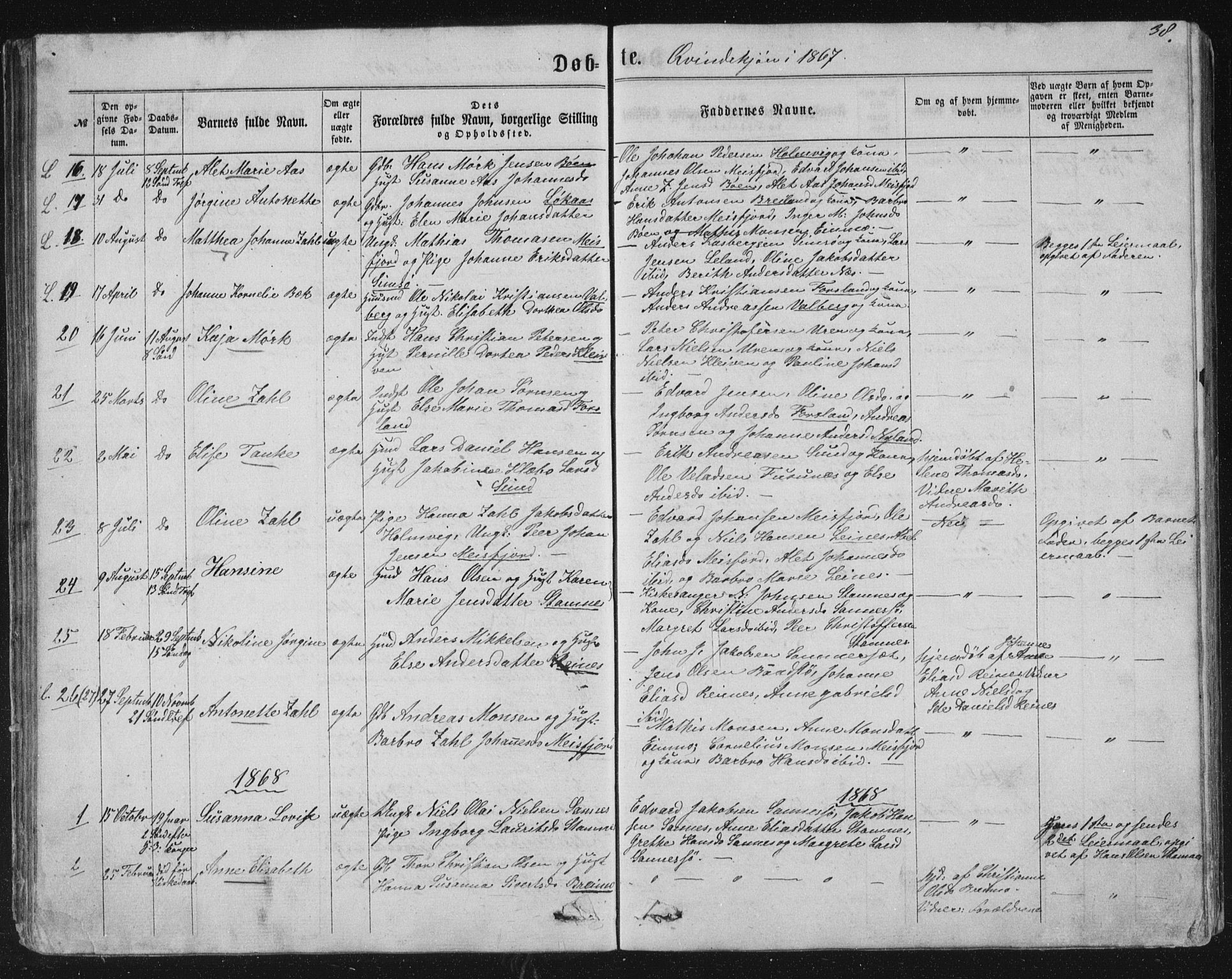 Ministerialprotokoller, klokkerbøker og fødselsregistre - Nordland, AV/SAT-A-1459/831/L0476: Parish register (copy) no. 831C03, 1866-1877, p. 38