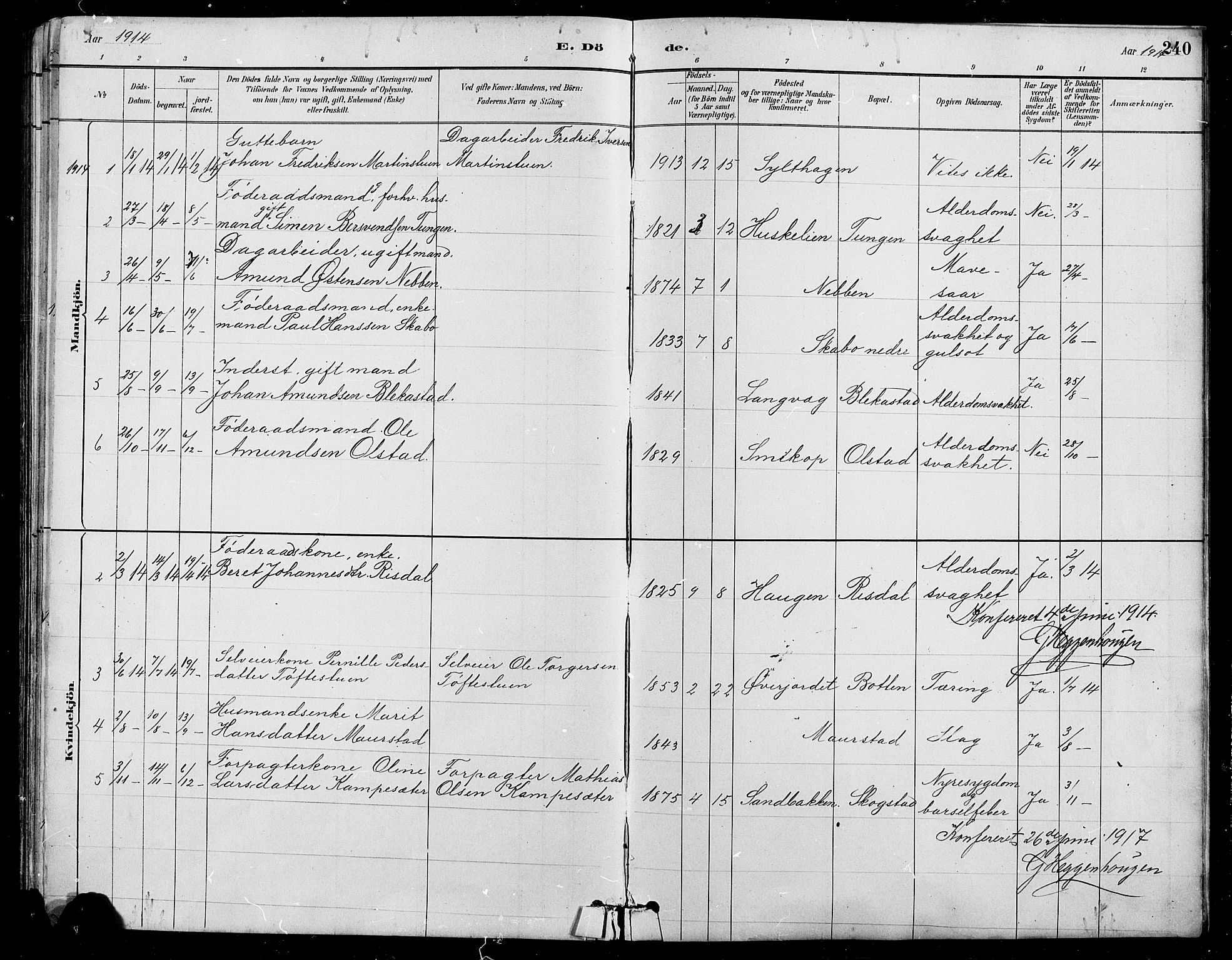 Nord-Fron prestekontor, SAH/PREST-080/H/Ha/Hab/L0005: Parish register (copy) no. 5, 1884-1914, p. 240