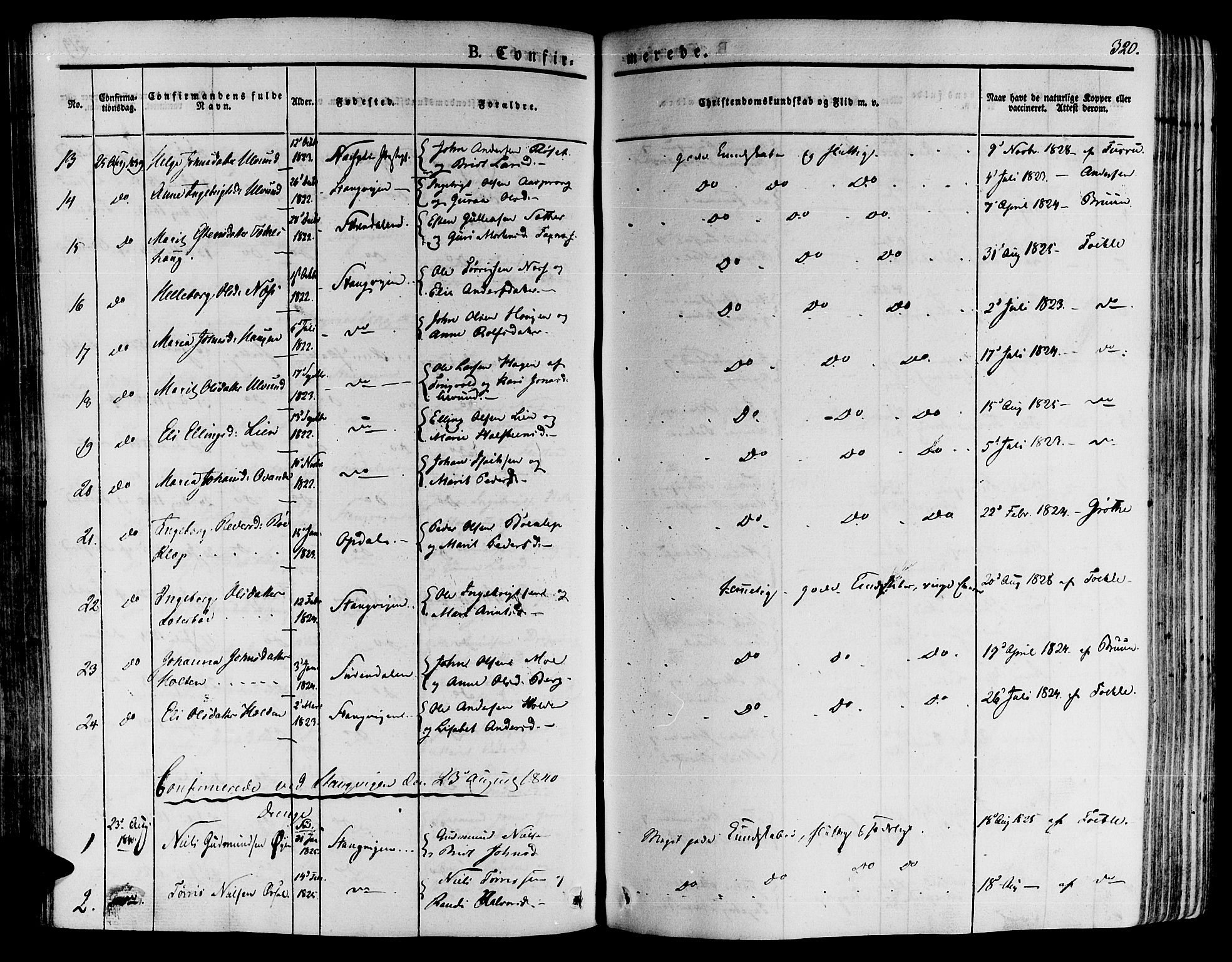 Ministerialprotokoller, klokkerbøker og fødselsregistre - Møre og Romsdal, SAT/A-1454/592/L1024: Parish register (official) no. 592A03 /1, 1831-1849, p. 320