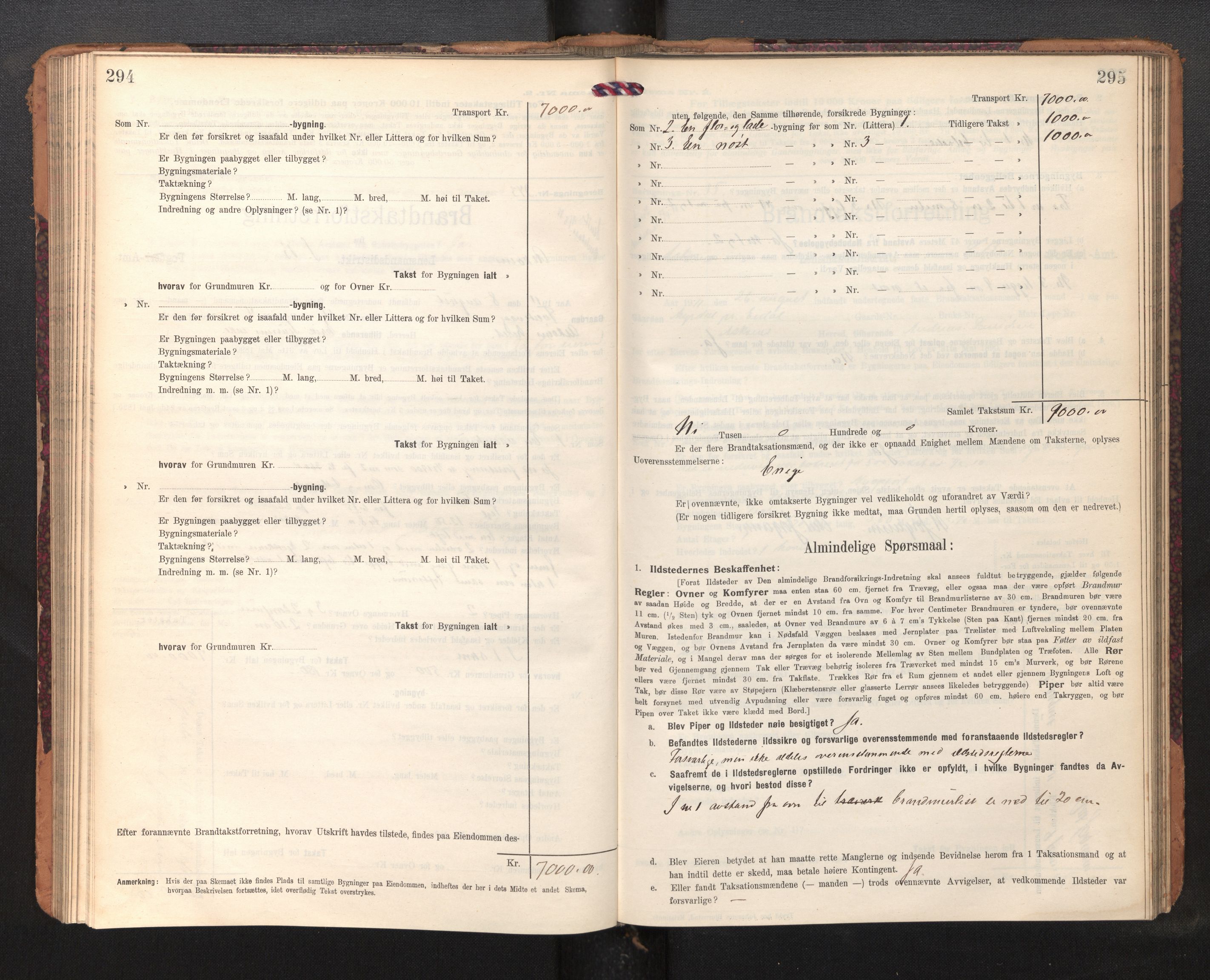 Lensmannen i Askøy, AV/SAB-A-31001/0012/L0007: Branntakstprotokoll, skjematakst, 1910-1919, p. 294-295