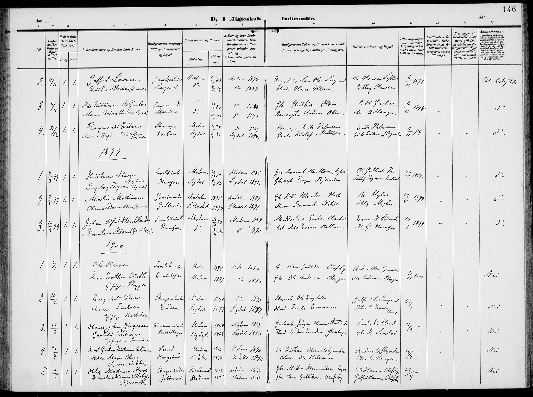 Modum kirkebøker, SAKO/A-234/F/Fa/L0019: Parish register (official) no. 19, 1890-1914, p. 146