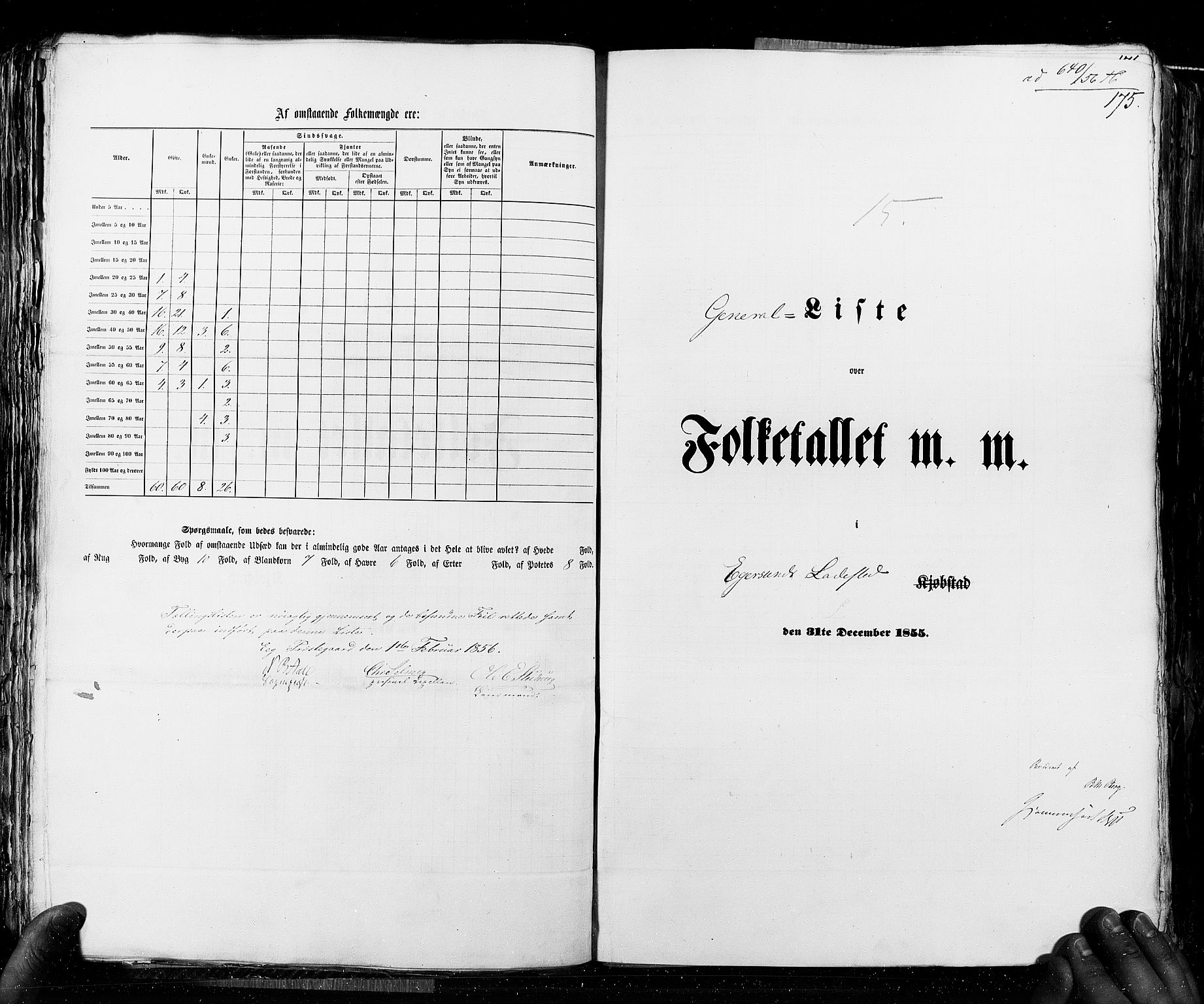 RA, Census 1855, vol. 8: Risør-Vadsø, 1855, p. 175