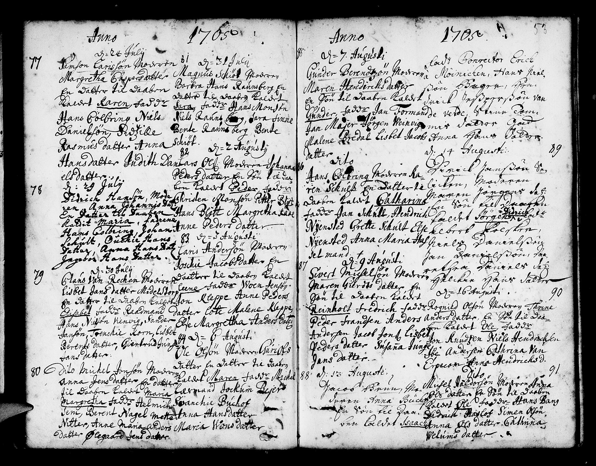 Nykirken Sokneprestembete, AV/SAB-A-77101/H/Haa/L0002: Parish register (official) no. A 2, 1700-1723, p. 53