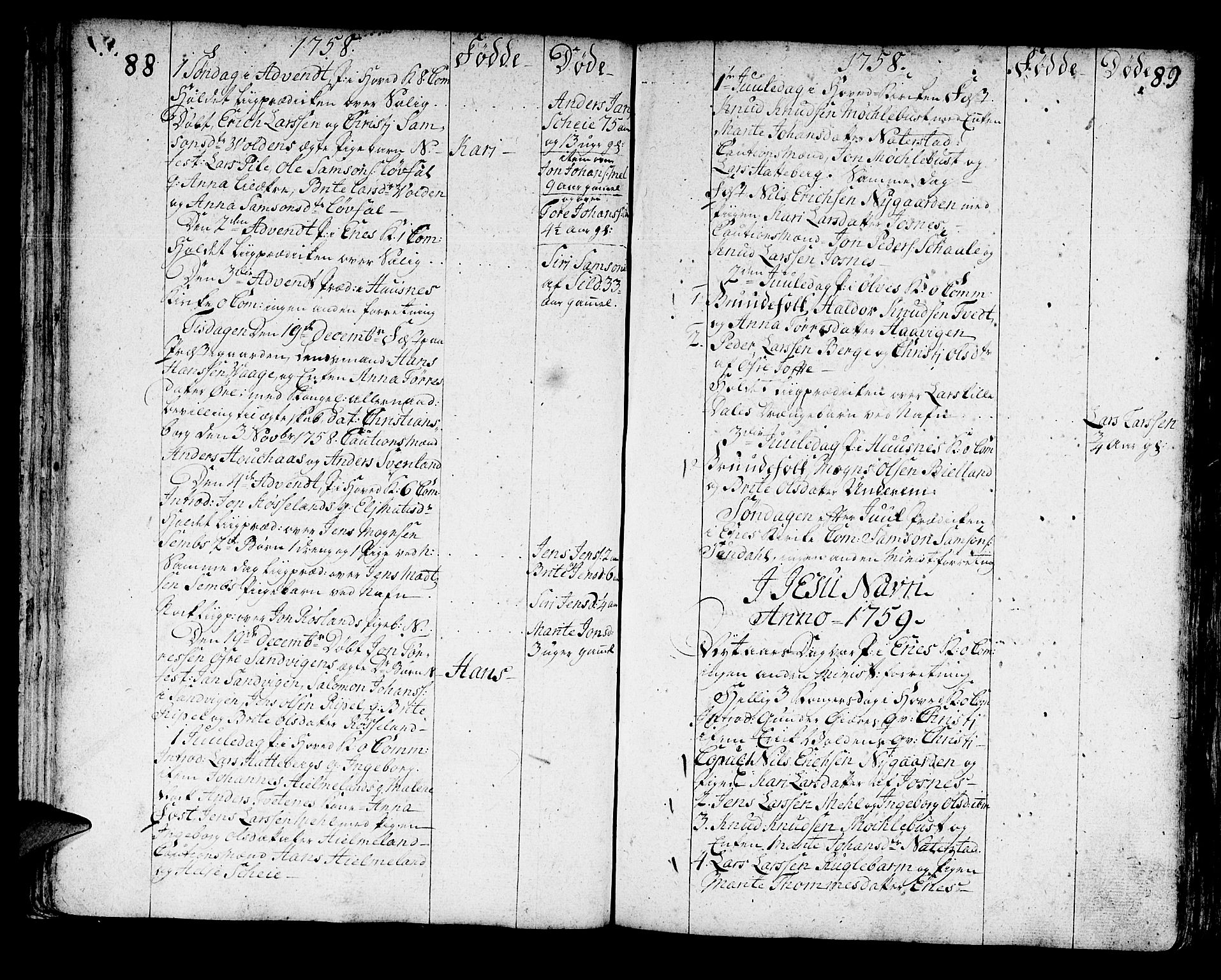 Kvinnherad sokneprestembete, SAB/A-76401/H/Haa: Parish register (official) no. A 3, 1754-1777, p. 88-89