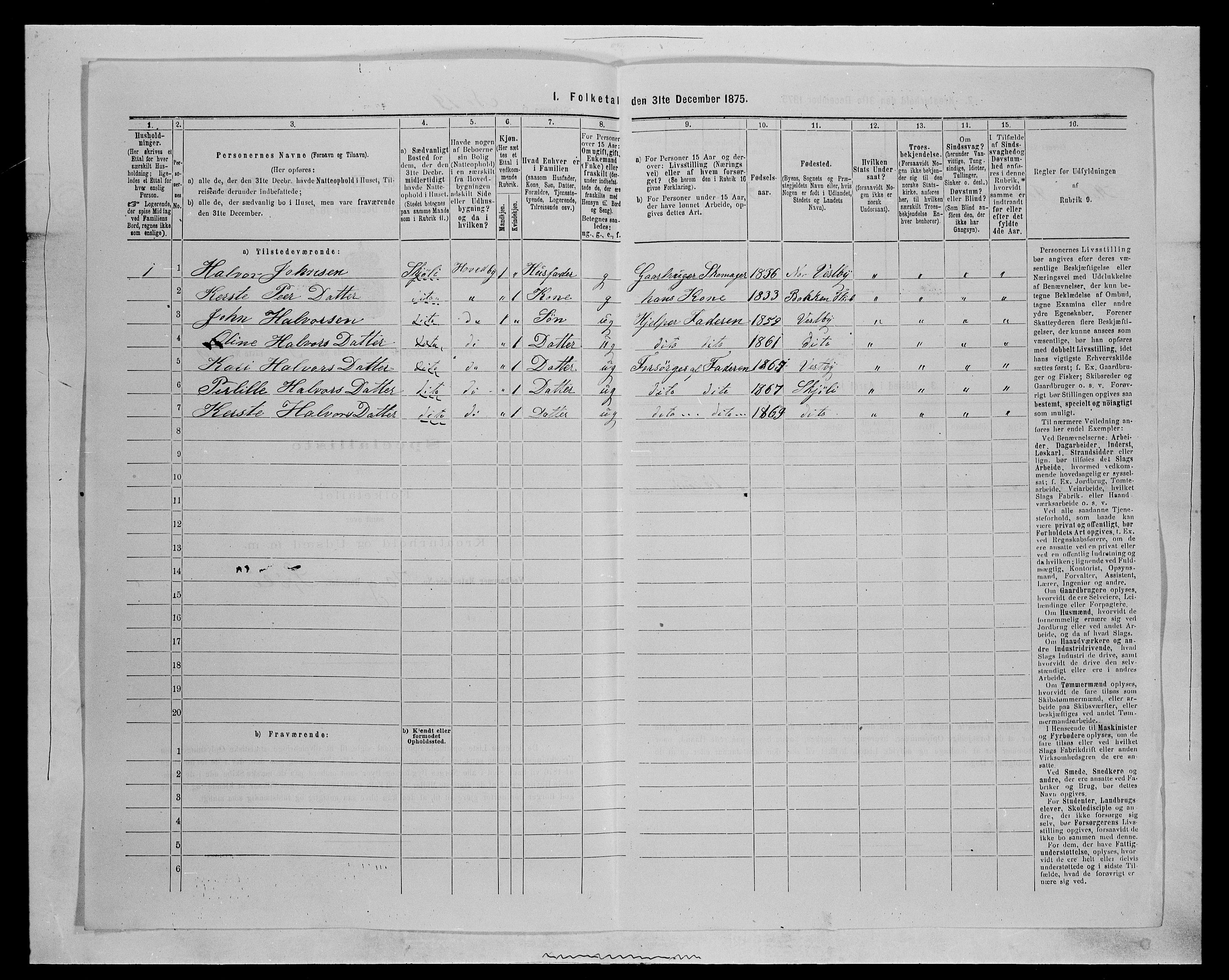 SAH, 1875 census for 0428P Trysil, 1875, p. 711