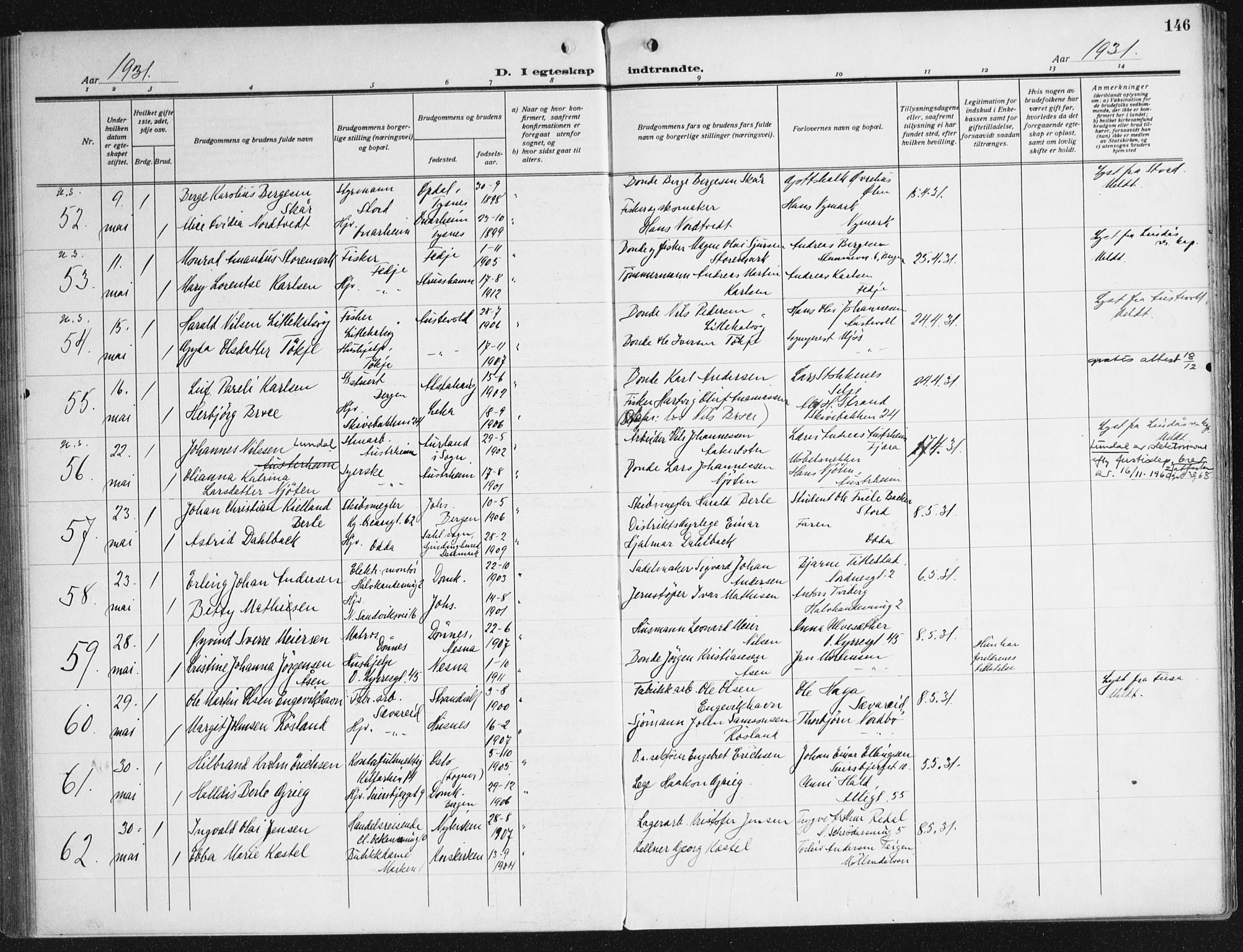 Domkirken sokneprestembete, SAB/A-74801/H/Haa/L0039: Parish register (official) no. D 6, 1921-1937, p. 146